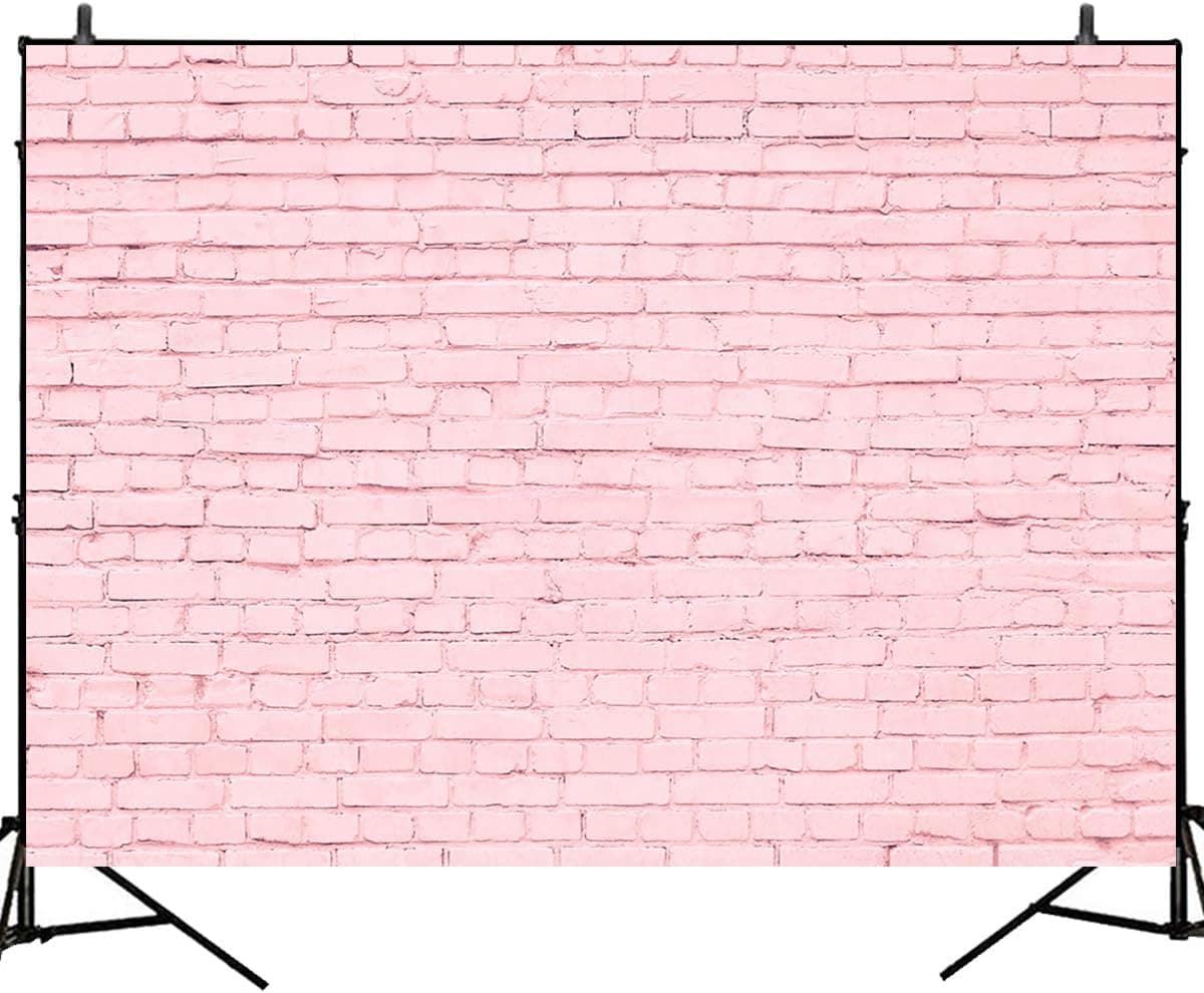 Mocsicka Pink Brick Wall Backdrop Birthday Party Background 7x5ft Vinyl Wedding Party Banner Decoration Photography Background