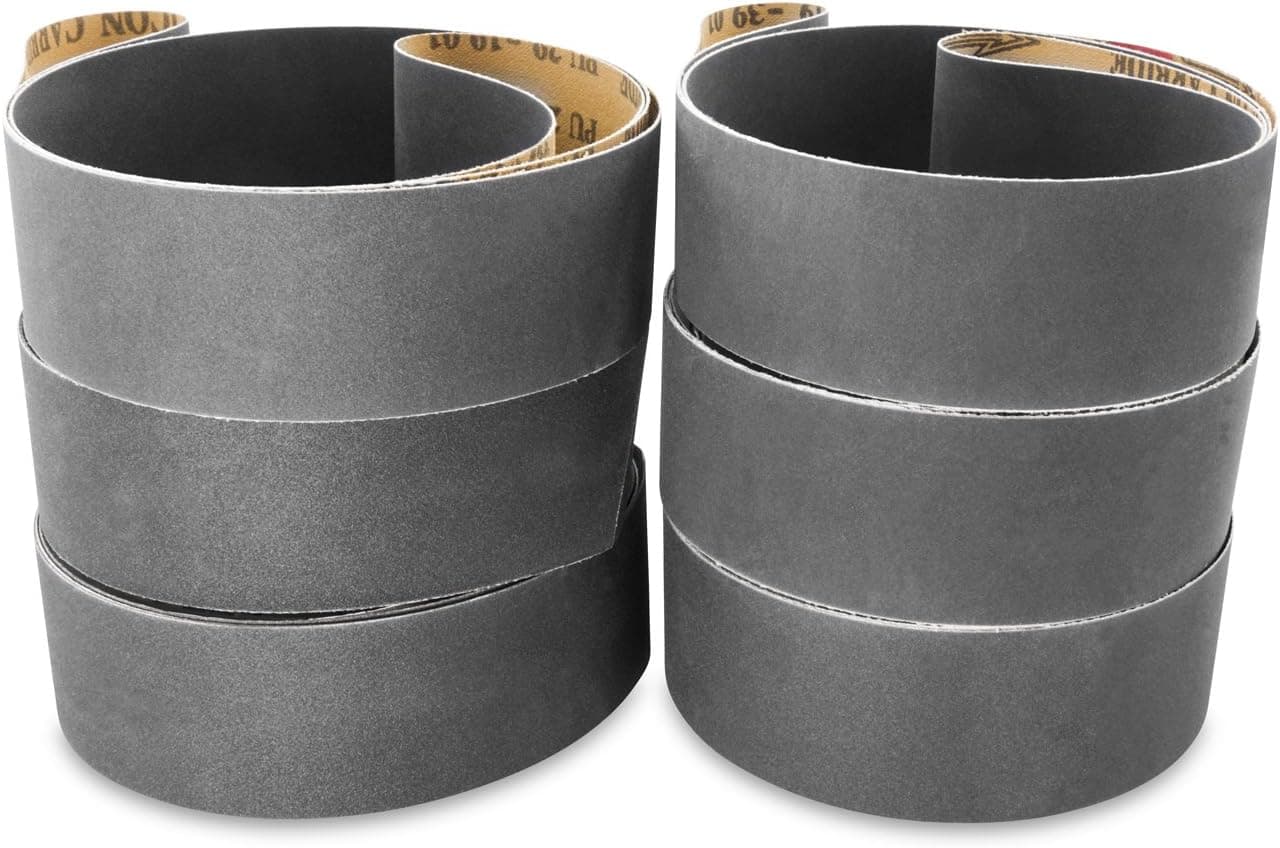 Red Label Abrasives 2 X 42 Inch Silicon Carbide Sanding Belts - 180, 220, 320, 400, 600, 800 Grit - 6 Pack Assortment
