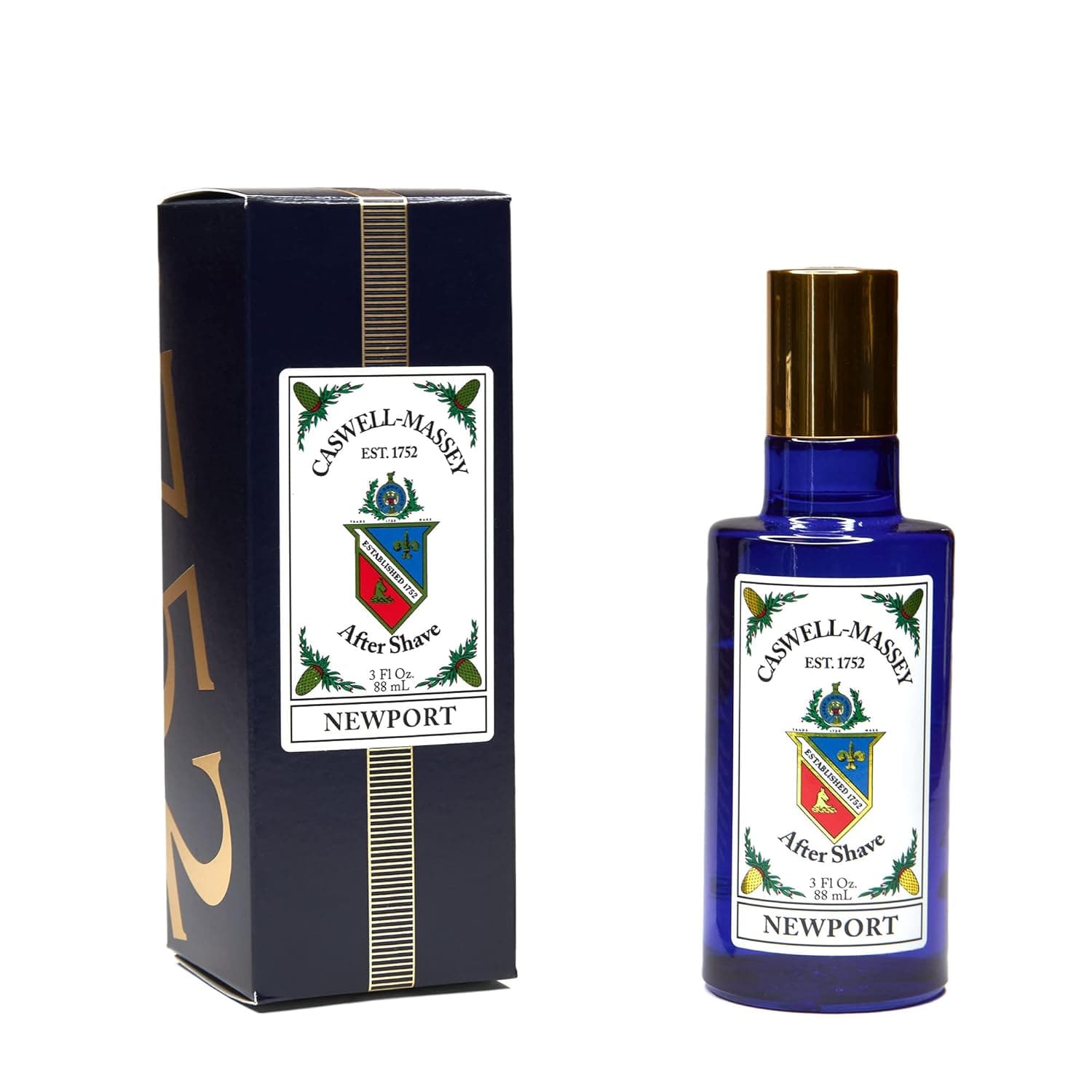 Caswell-Massey Gold Cap Newport Aftershave, For Beard, Soothing Aftershave, Scents of Sandalwood, Citrus, & Cedar, Made in the USA, 3 Oz