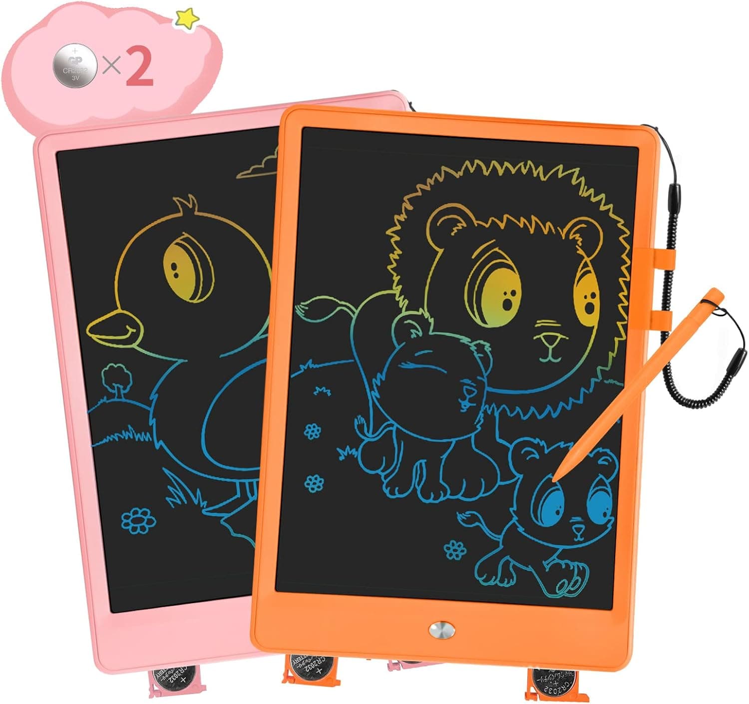 SIXGO LCD Writing Tablet, 2 Pack 10 Inch Colorful Drawing Pad for Kids, Reusable Doodle Board with Erase Button, Educational Gifts for 3 4 5 6 7 Years Old Toddler Boys Girls