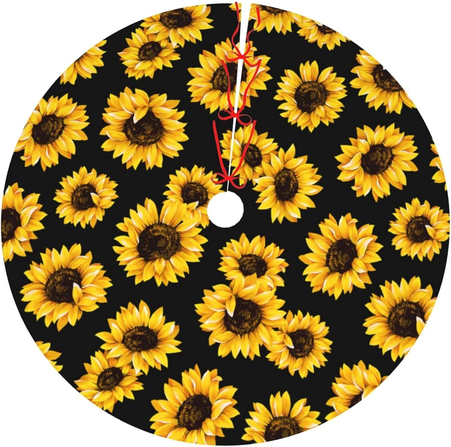 BLUBLU 36" Christmas Tree Skirt Xmas Tree Mat, Funny Party Decor Supplies for Halloween Decorations Occasion Sunflower