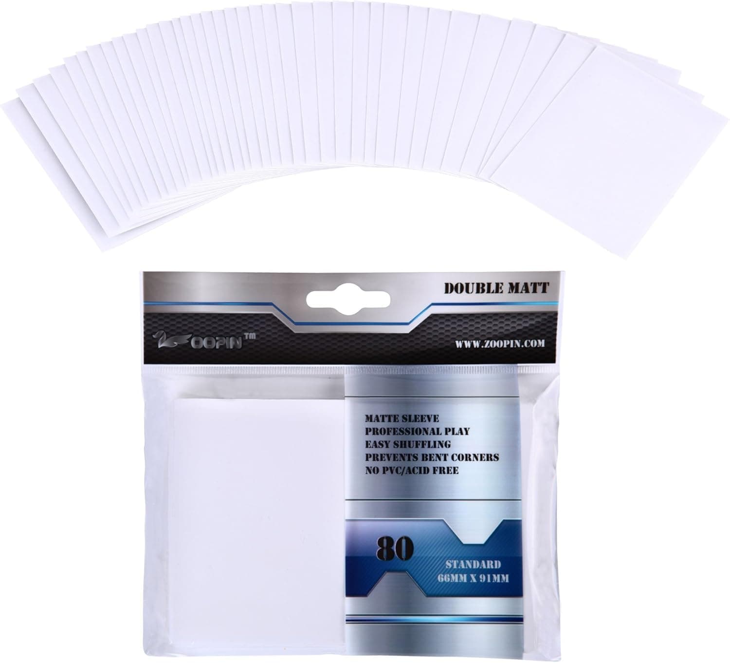 Zoopin Double Matte Protective Card Sleeves, White, 80pcs- Pack …
