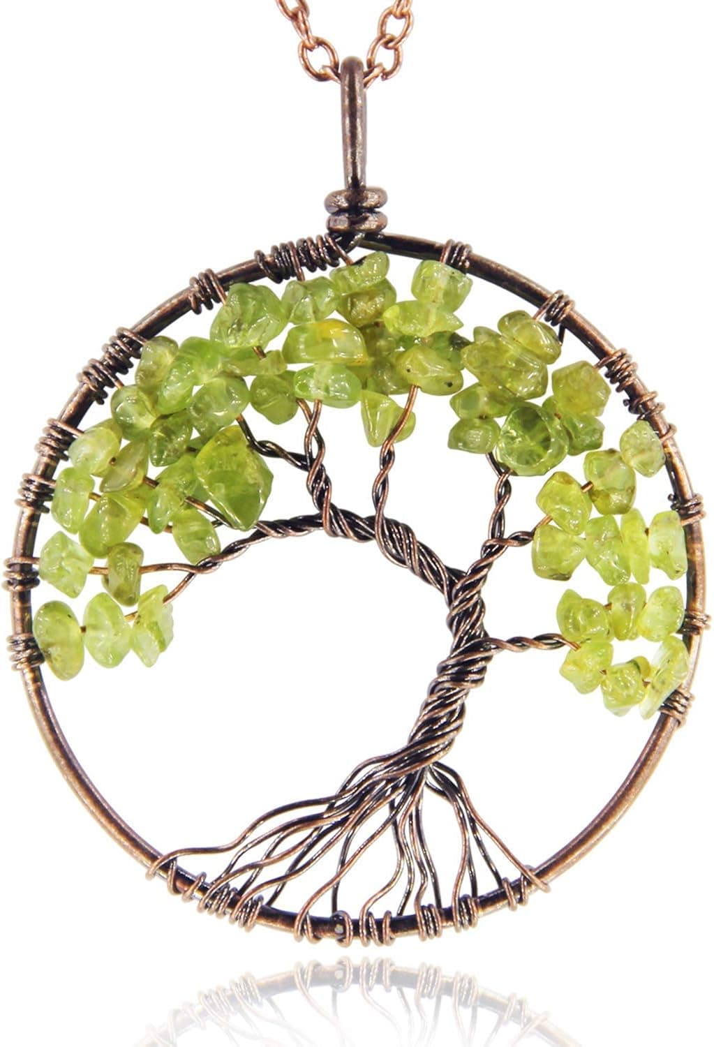 Jane Stone Tree of Life Pendant Necklace for Women Multi Color Amethyst Crystal Necklace Gemstone Chakra Jewelry
