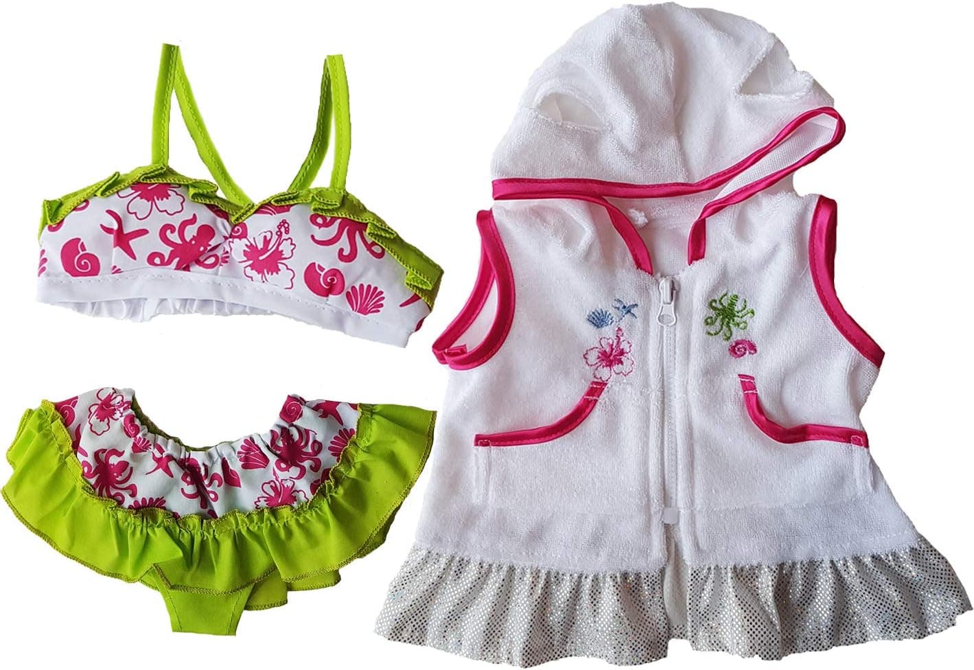 Swimsuit & Coverup Outfit Teddy Bear Clothes Fits Most 14" - 18" Build-a-bear and Make Your Own Stuffed Animals