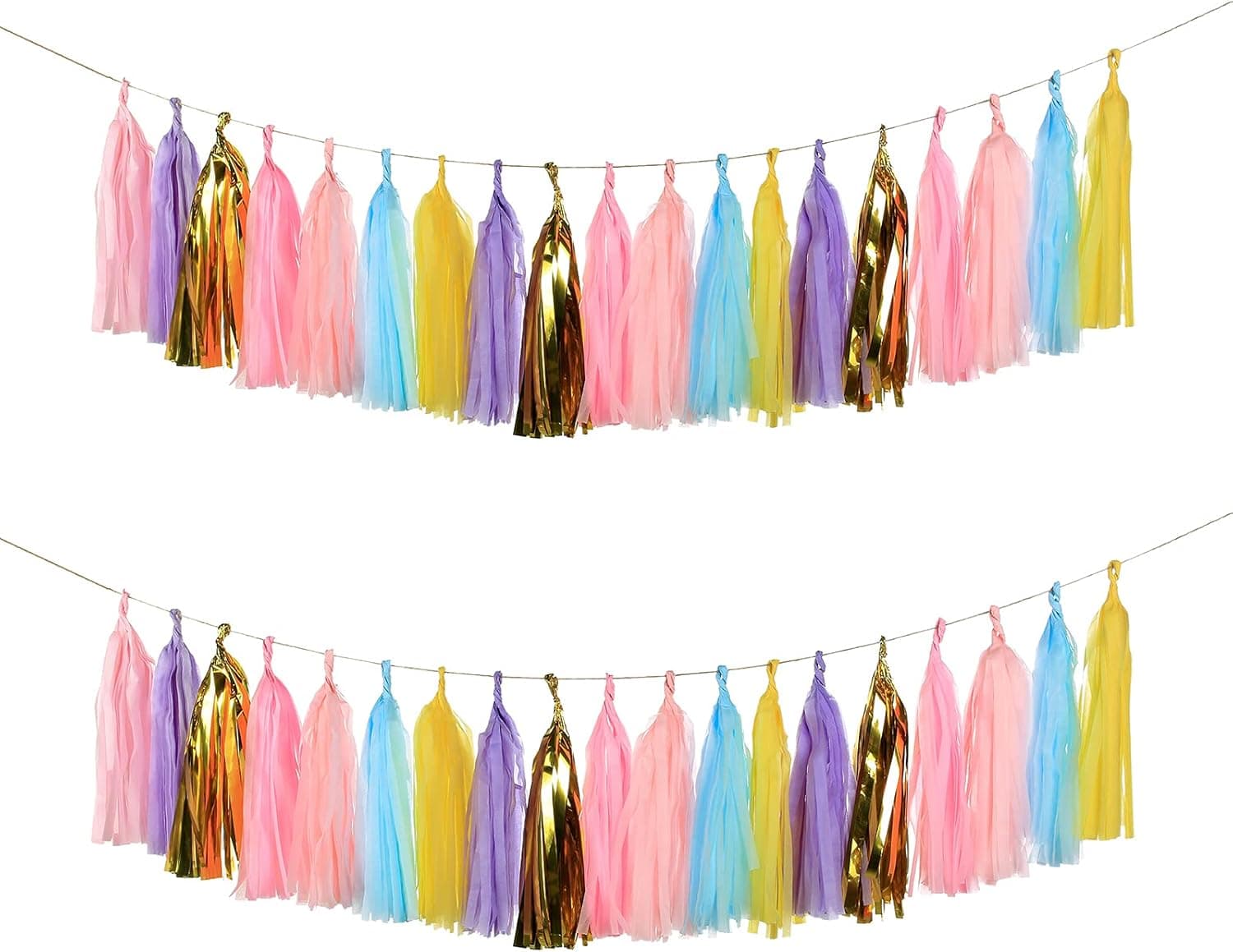 30 PCS Tissue Paper Tassel DIY Party Garland for Birthday, Bridal Shower, Baby Shower, and All Events(Unicorn Pastal)