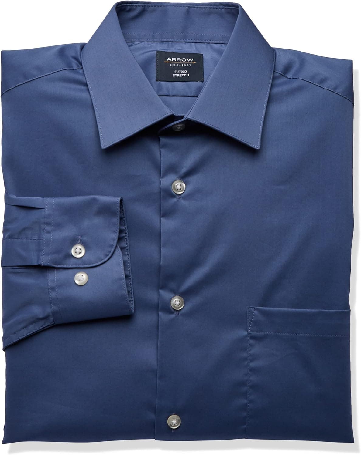 Arrow 1851 Men's Stretch Fitted Solid Spread Collar Dress Shirt