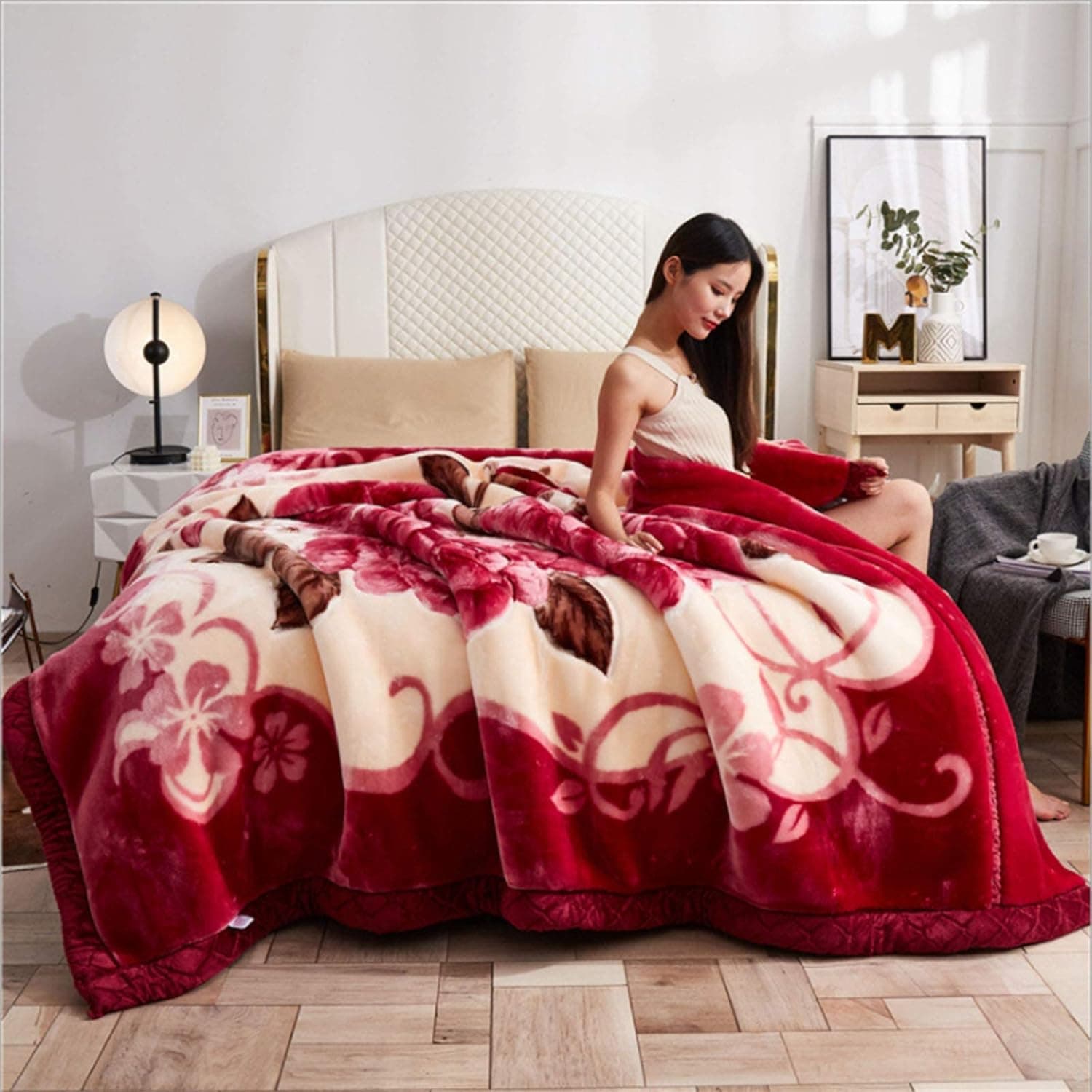 UUHOME Plush Blanket King Size 2 Ply Fleece Blanket Heavy Korean Full Size Blanket Soft Wrap Blanket King Size Winter Blankets,b,22.3m/6kg