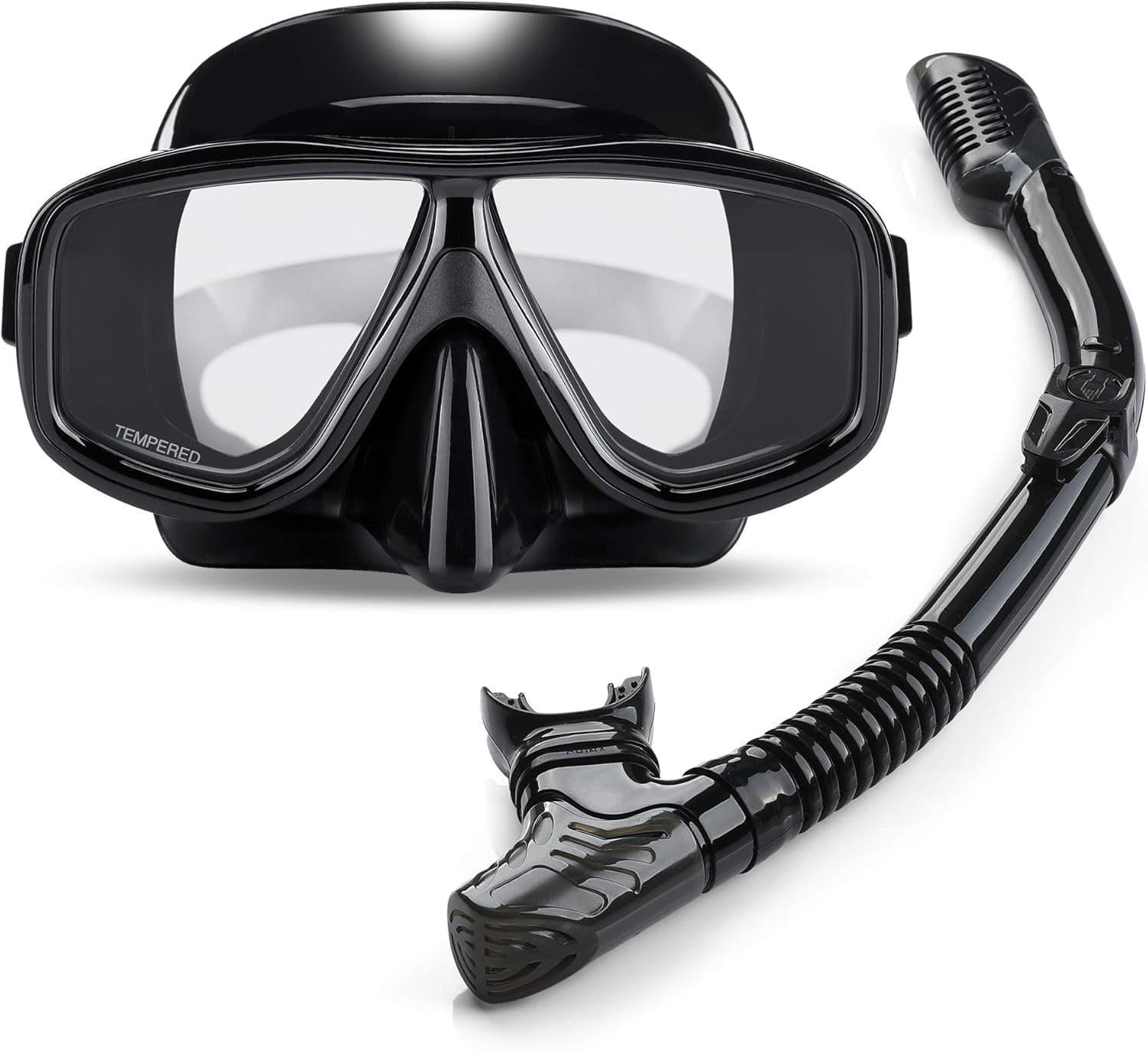 OMYAFL Adult Snorkeling Set with Foldable Dry Snorkel, Snorkeling Gear for Adult 180°Panoramic for Free-Diving, Swimming Goggles with Nose Cover, Diving Mask Set Scuba Equipement Anti Leak with Bag