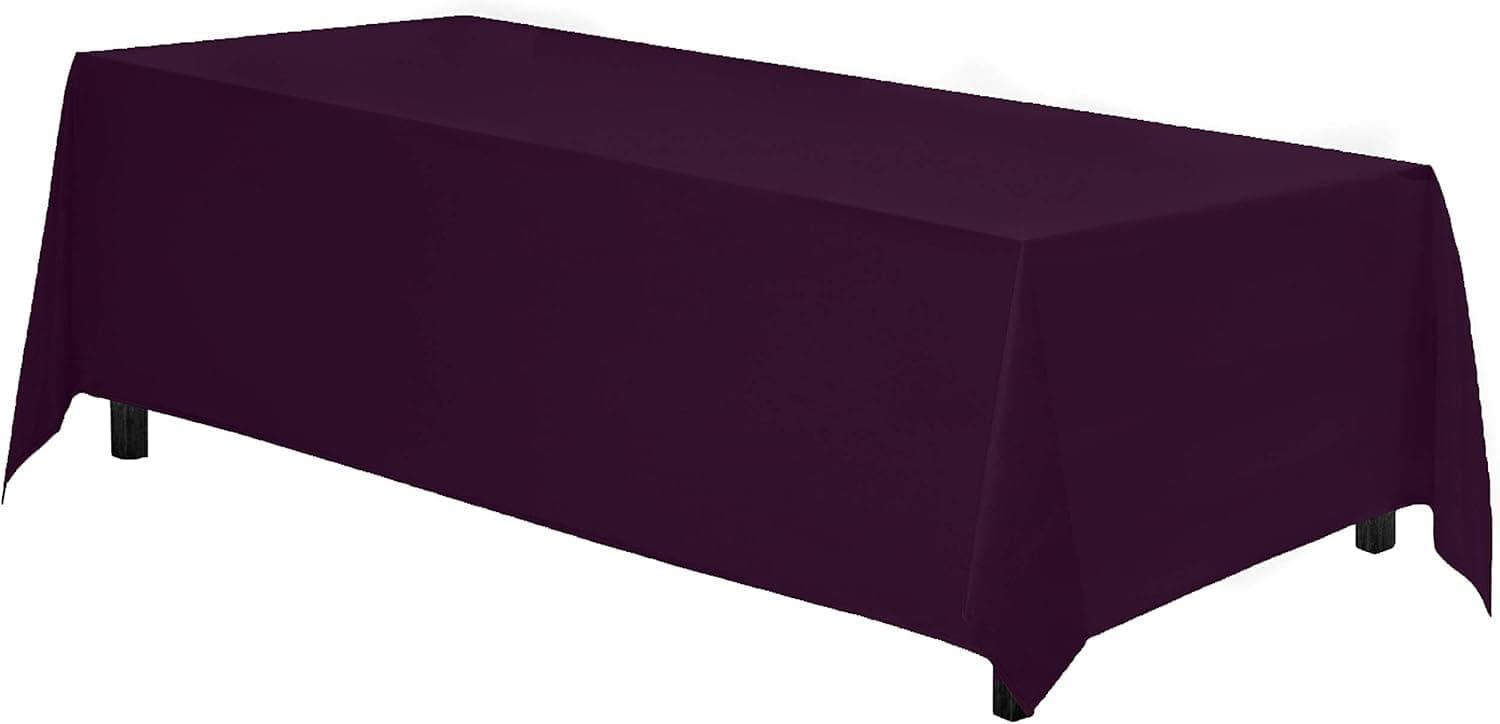 Gee Di Moda Rectangle Tablecloth | 90 x 132 Inch - Eggplant Rectangular Table Cloth for 6 Foot Table in Washable Polyester | Great for Buffet Table, Parties, Holiday Dinner, Wedding & Baby Shower