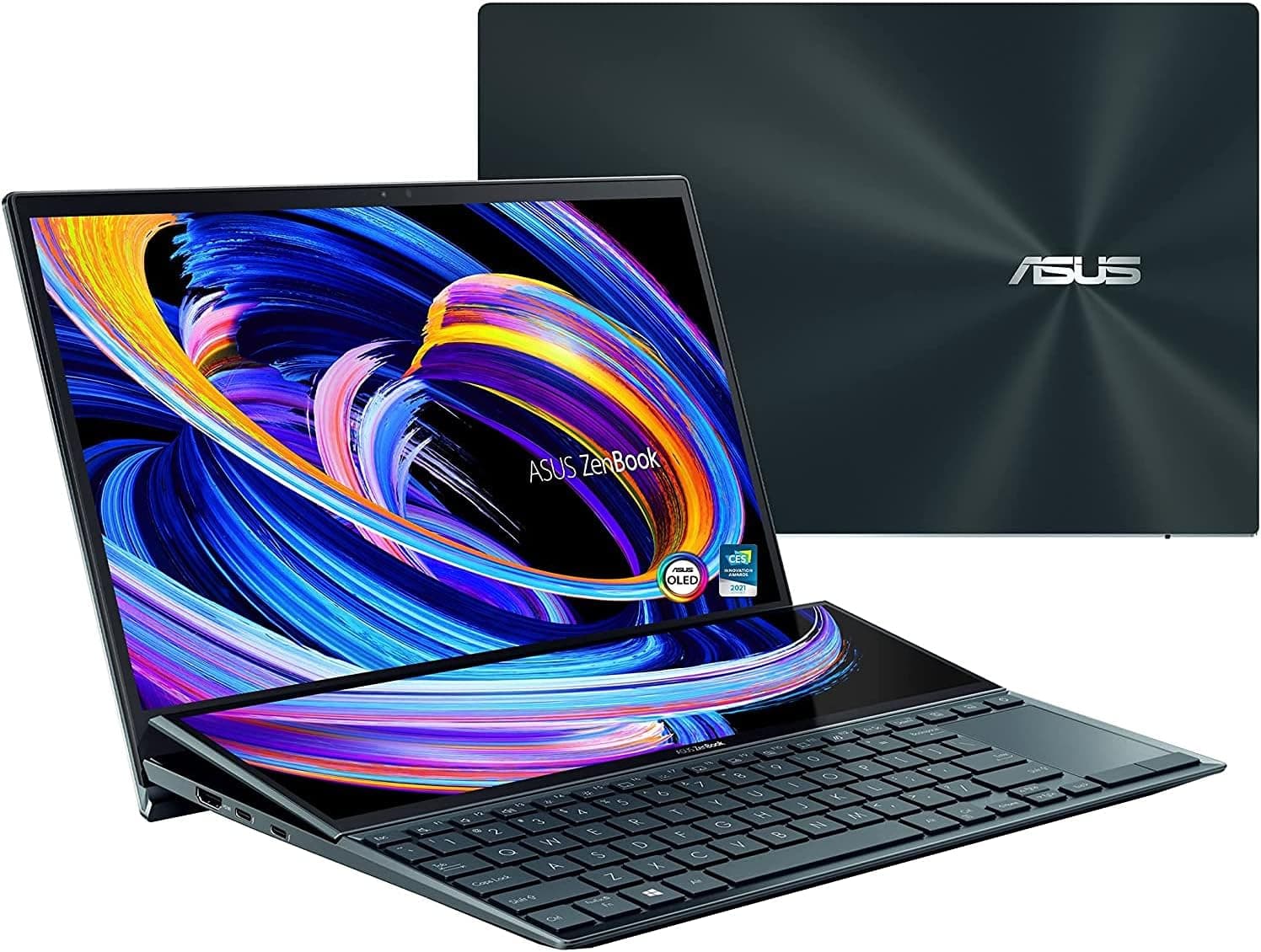 CUK ASUS ZenBook Pro Duo 15 Creator Laptop with Screenpad Plus (Intel i9-10980HK, 32GB RAM, 4TB NVMe SSD, NVIDIA GeForce RTX 3070, 15.6" 4K UHD Glossy, Windows 10 Pro) Business Notebook