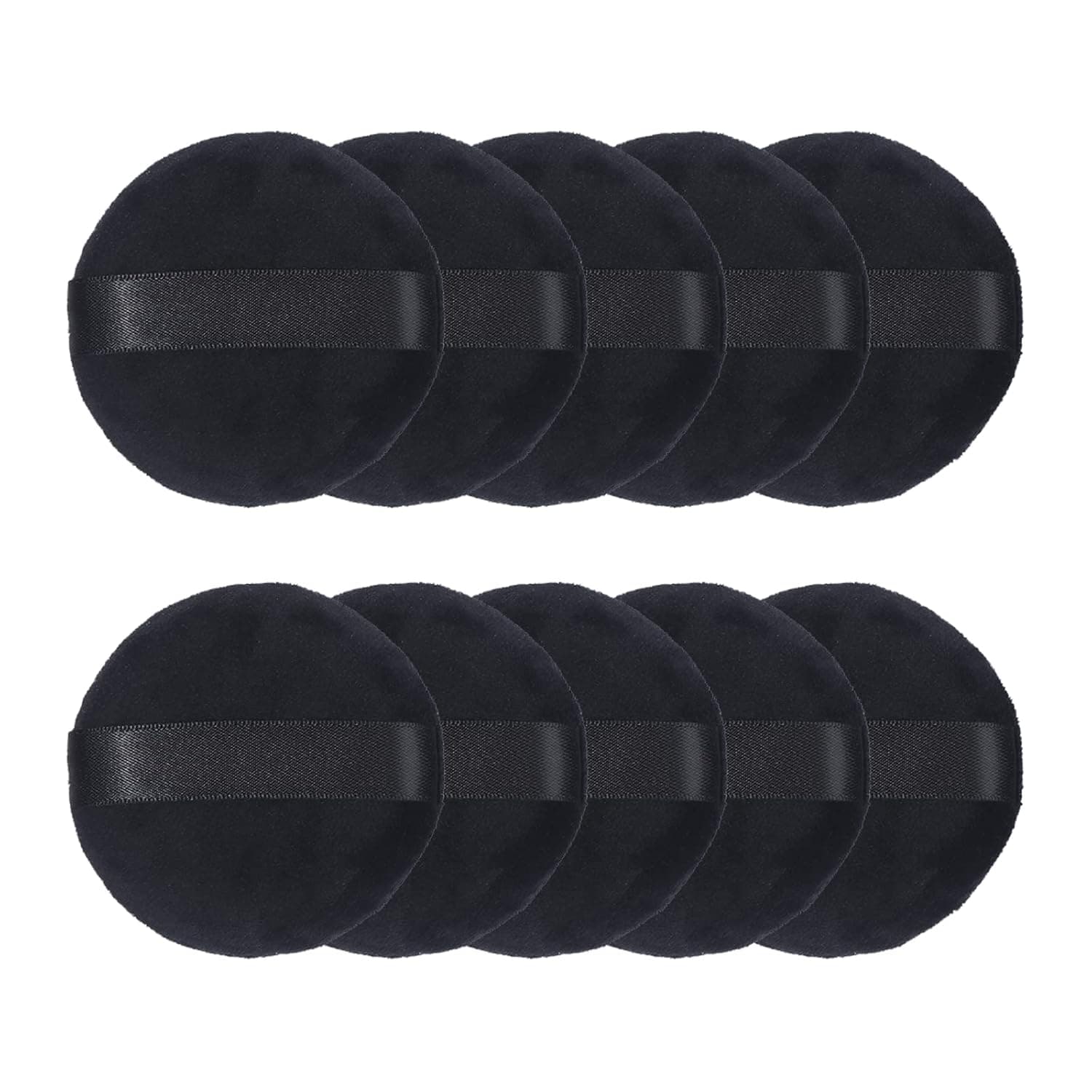10 Pieces Powder Puff Face Round Makeup Puff for Loose Powder Soft Cotton Cosmetic Foundation Mineral Powder Wet and Dry Makeup Tool - Black