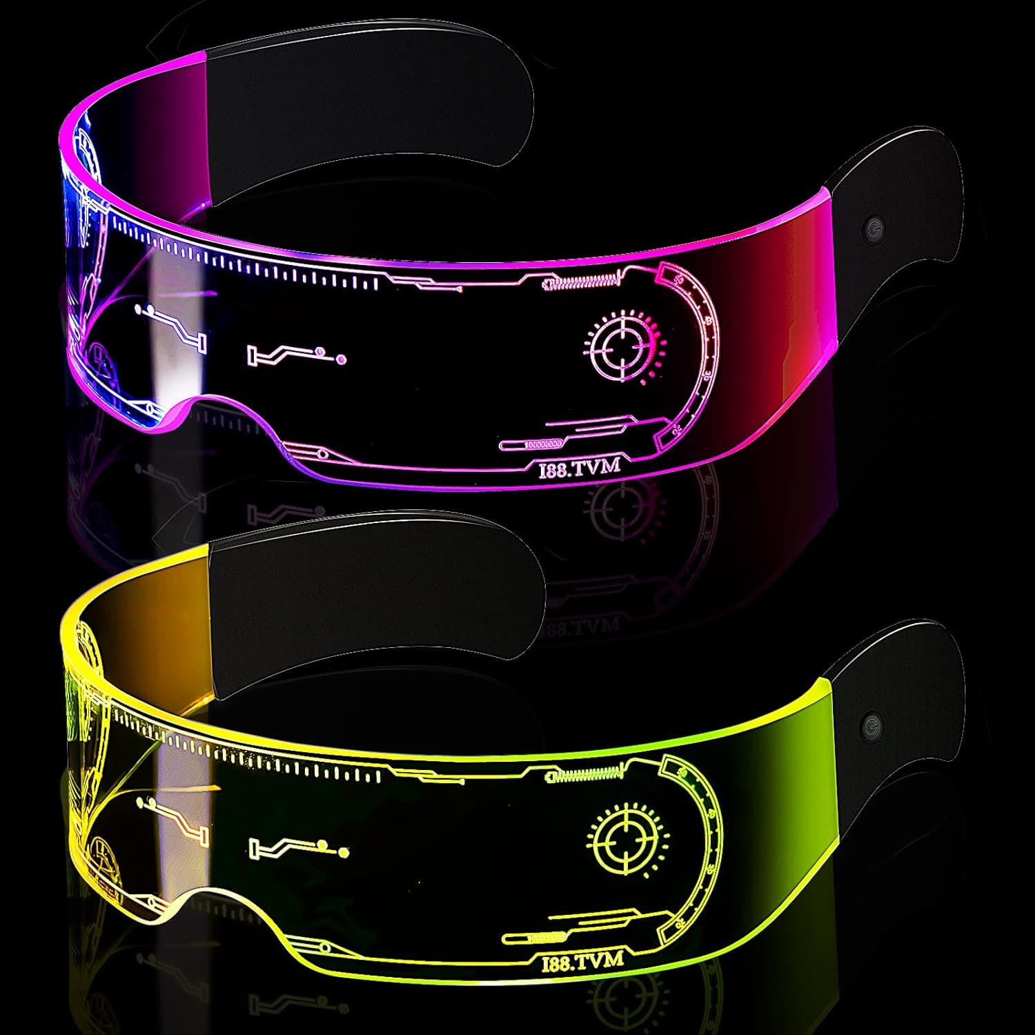 ZAUGONTW 2 Pairs LED Glasses for Adult Cosplay Festivals Halloween Bars Clubs Parties