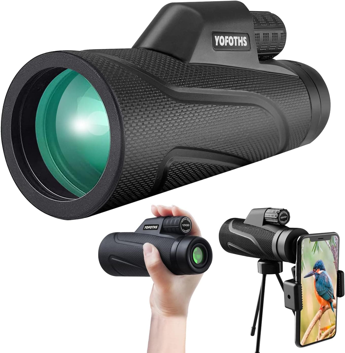 Small Monocular Telescope for Smartphone 12x50 High Definition with Phone Holder & Tripod Gifts Monoculars for Adults Pocket Telescopes for Adults Handheld Telescope
