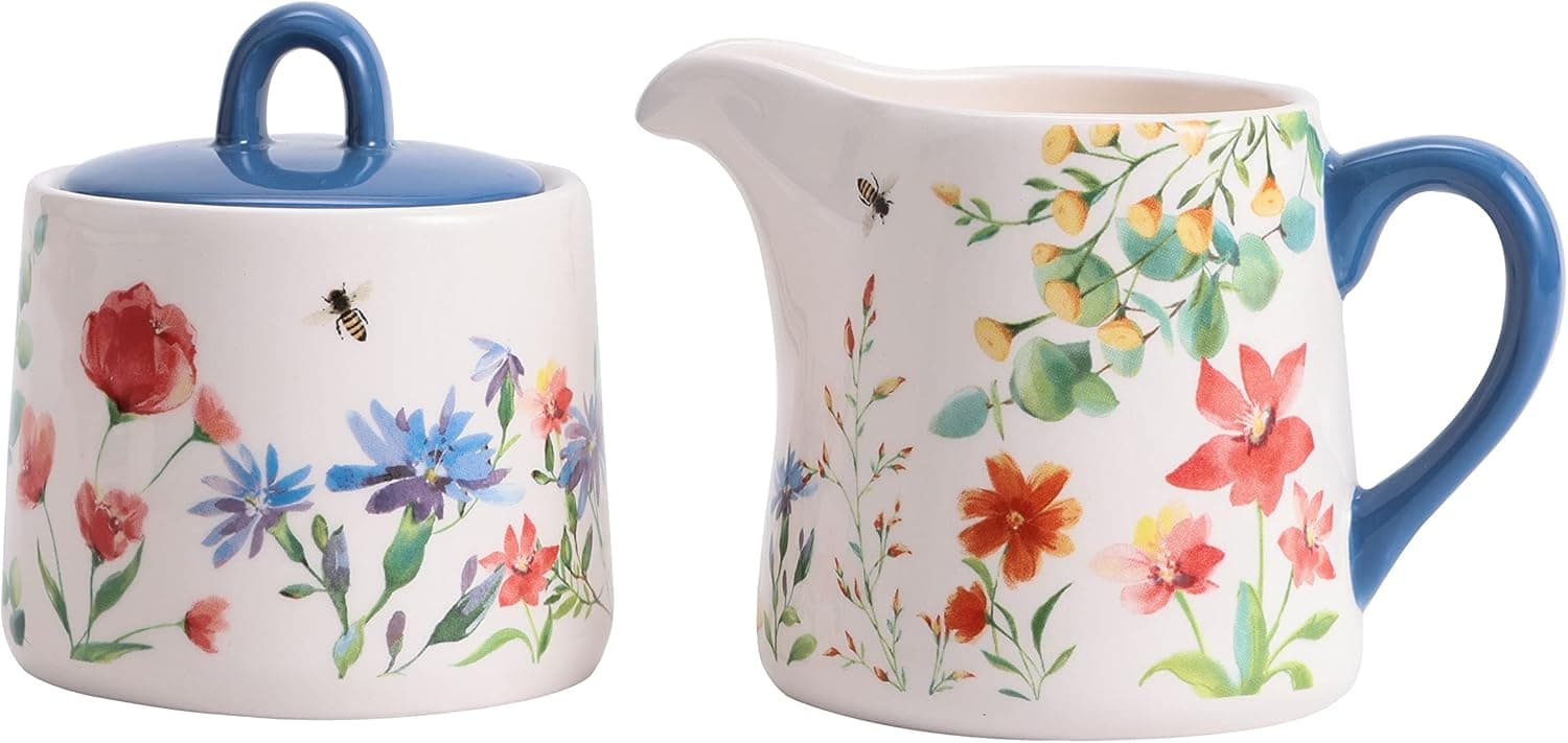 Bico Summer Provence Ceramic Sugar and Cream Set, Dishwasher Safe