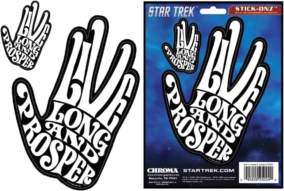 Star Trek Live Long and Prosper Hand Symbol Movie Auto Car Truck SUV Vehicle Garage Home Office Wall Decal Sticker - 2pc Stick Onz