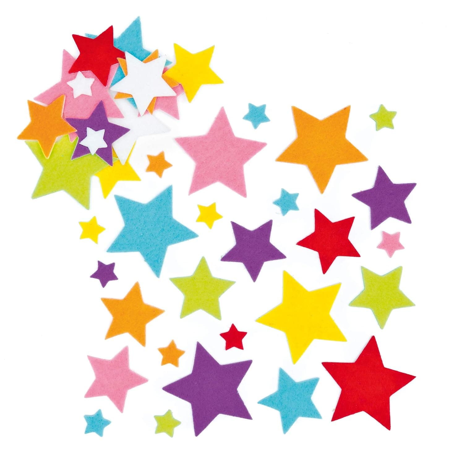 Baker Ross EF944 Felt Star Stickers - Pack of 144, Self-adhesives, Perfect for Children to Decorate Collages and Crafts, Ideal for Schools, Craft Groups, Party Crafting, Home, Assorted, Assorted