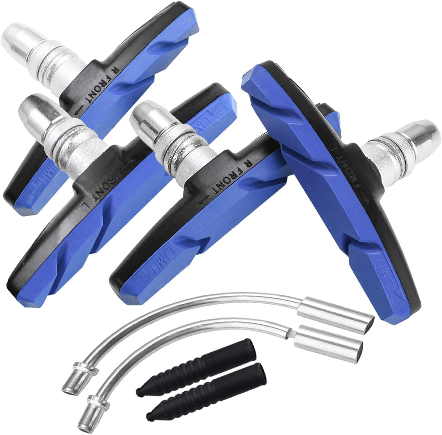 Bike Brake Pads Brake Kit Brake Shoes Pads Cable Guide Protector 8 in One 70mm Bicycle V-Brake Pad set Work with All Shimano Sram mtb V-brake System 2pairs(4pcs) - Blue