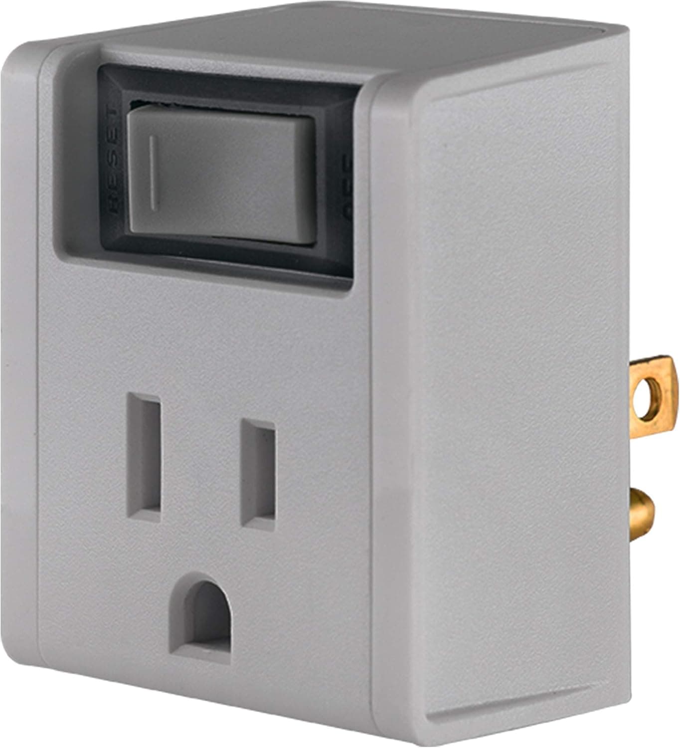 Philips Grounded Outlet Extender, On/Off Power Switch with Integrated Circuit Breaker, 3 Prong, Easy to Install, For Indoor Lights and Small Appliances, Space Saving Design, 1 Pack, Gray, SPP1129GR/37