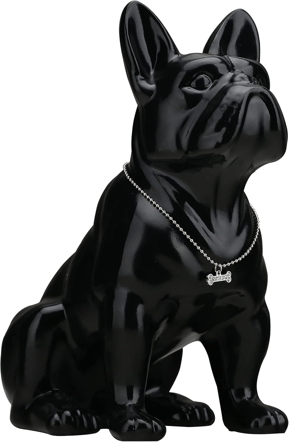 WUBIANJIE French Bulldog Statue Sitting Ceramic Dog Animal Statue Decorative Dog Sculpture for Garden or Home Decor Decorative Living Room Kitchen Bedroom Entrance Bathroom Cabinet (8.6 in, Black)