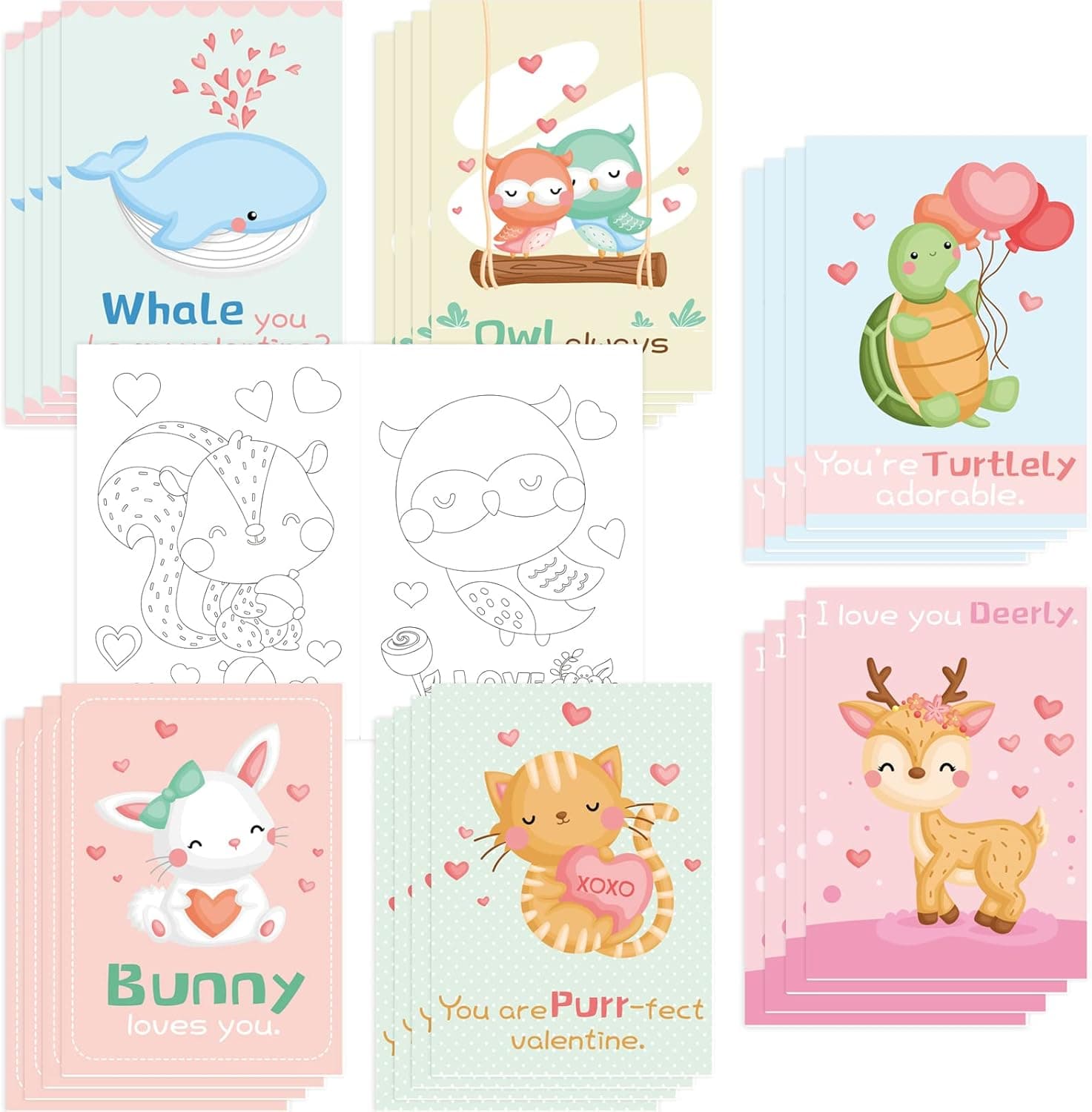 ceiba tree 24 Valentines Coloring Books for Kids Girls Boys Classroom Exchange Gift Valentines Day Party Activity Favors