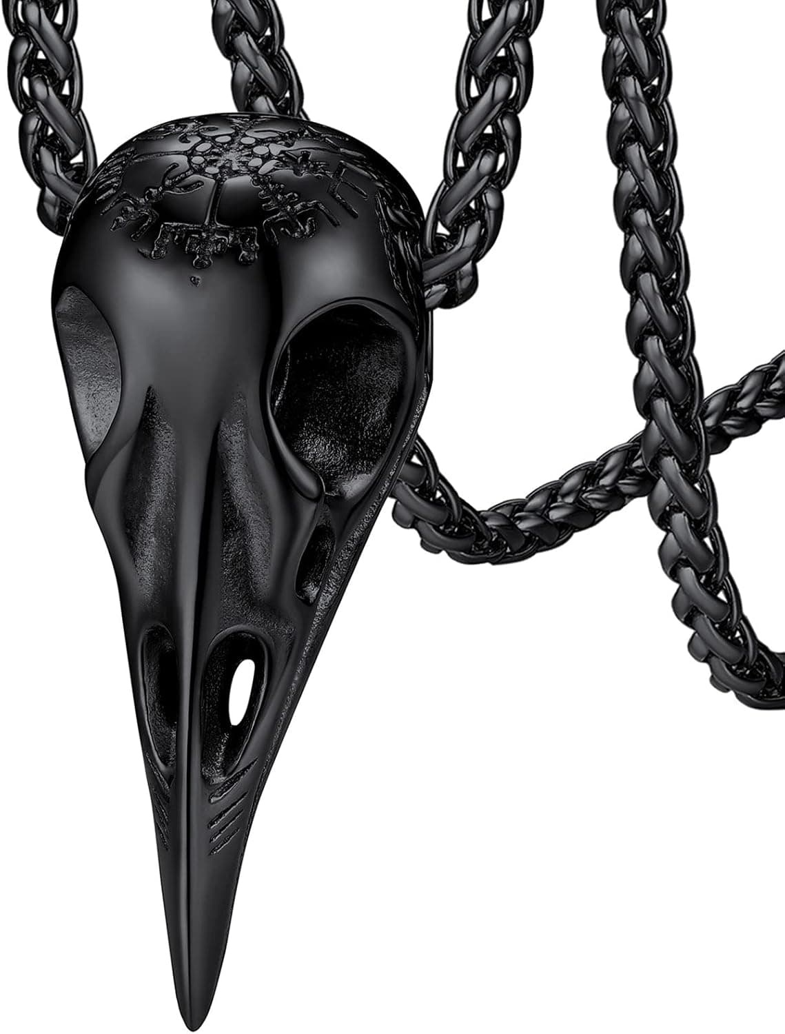 FaithHeart Gothic Raven Skull Pendant Necklace for Men Women Personalized Custom with Delicate Gift Packaging