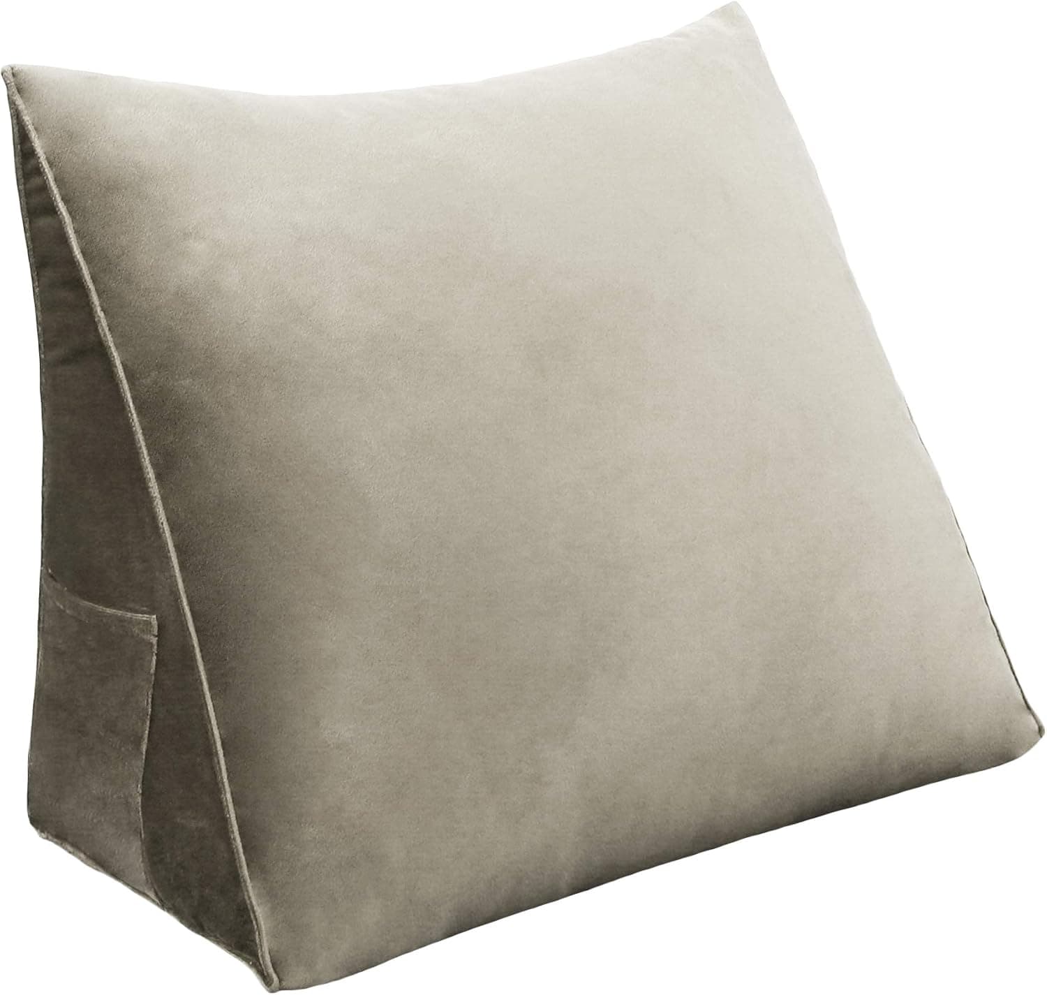 WOWMAX Reading Pillow Bed Wedge Large Adult Backrest Lounge Cushion with Pocket Firm Back Support for Sitting Up in Bed Couch Without arms Velvet