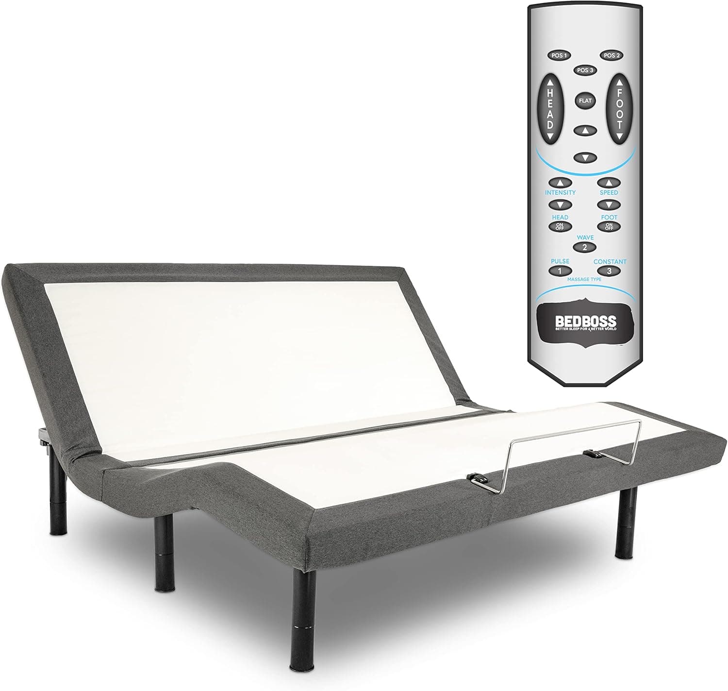 BEDBOSS - Adjustable Bed Frame with Massage | Electric Reclining Bed | Head and Foot Incline with Remote Control | Adjustable Bed Mattress Base | Size - Twin XL