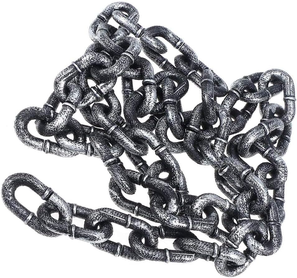 Hosfairy Halloween Costume Party Plastic Prison Chain Props Large Link Chain Decoration(Black /1Pcs)