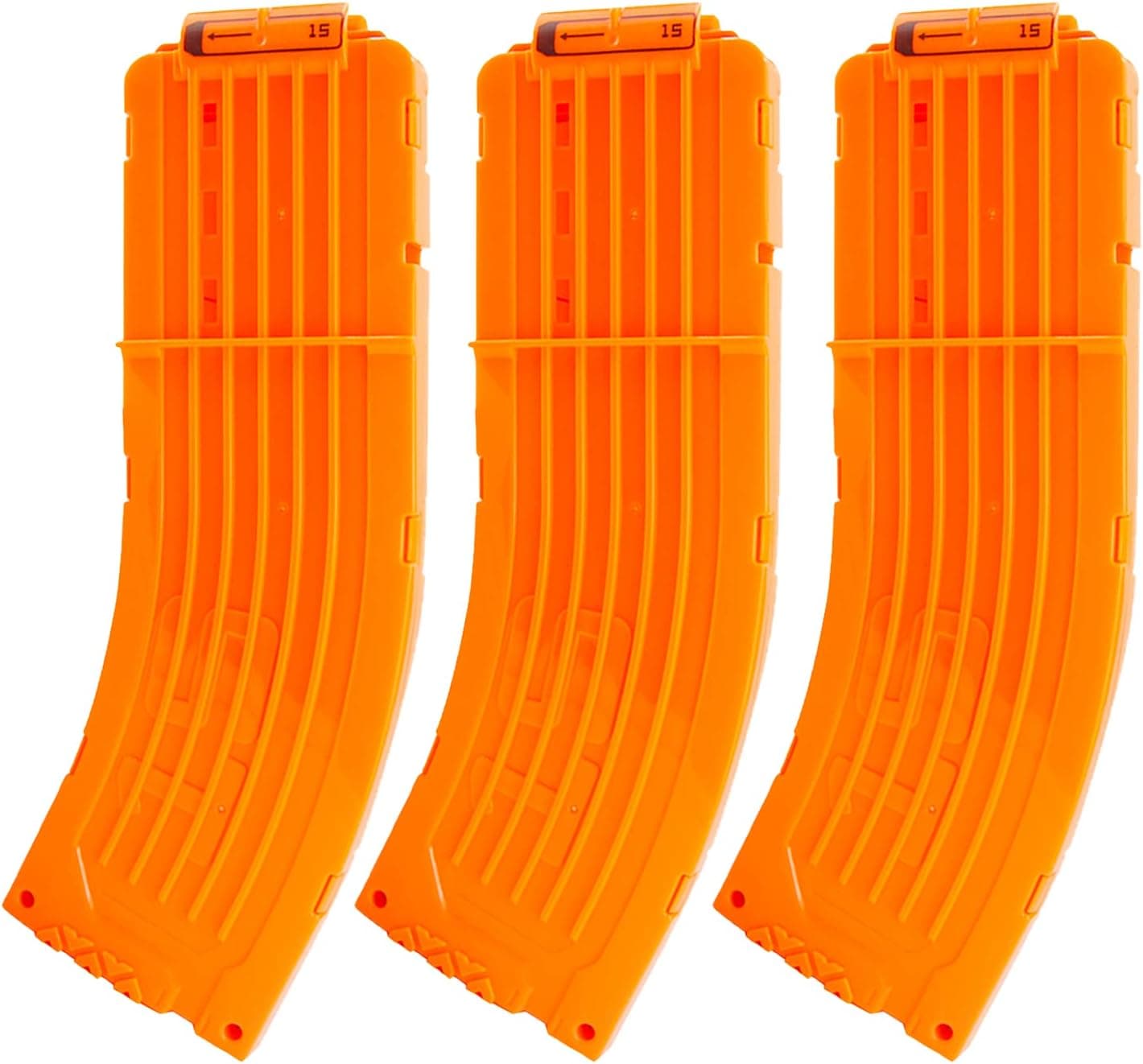 EKIND 15 Darts Banana Curved Clips, Soft Bullet Quick Reload Clips Compatible for Nerf Elite Magazine Toy Gun (Orange, Pack of 3)