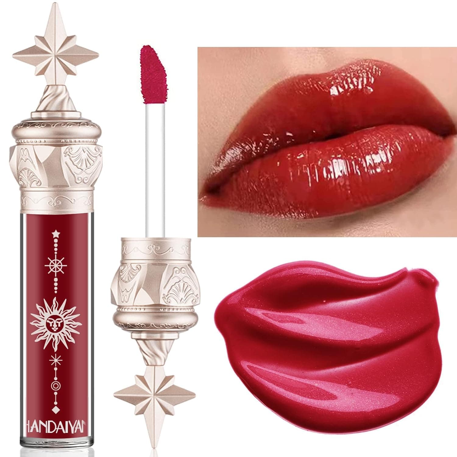Lip Makeup Plumper Gloss Girls Tinted Lipgloss Bulk Tint Moisturizing Non-Sticky, Lip Stain Long Lasting Waterproof Natural - Cruelty Free (Romantic Red)