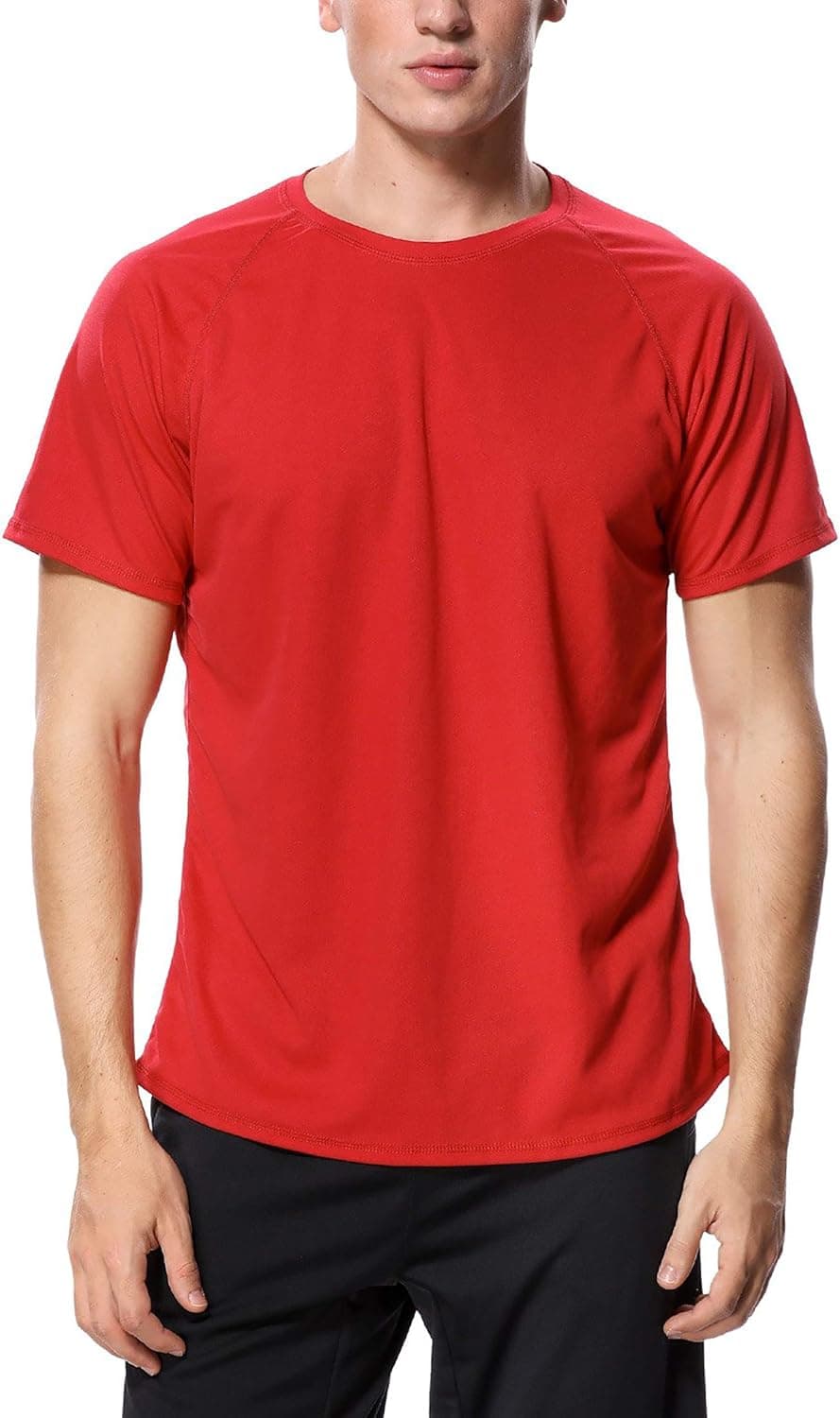 Charmo Mens Loose fit Rash Guard Swim Shirts Sun Protection Tops Swimwear red XL