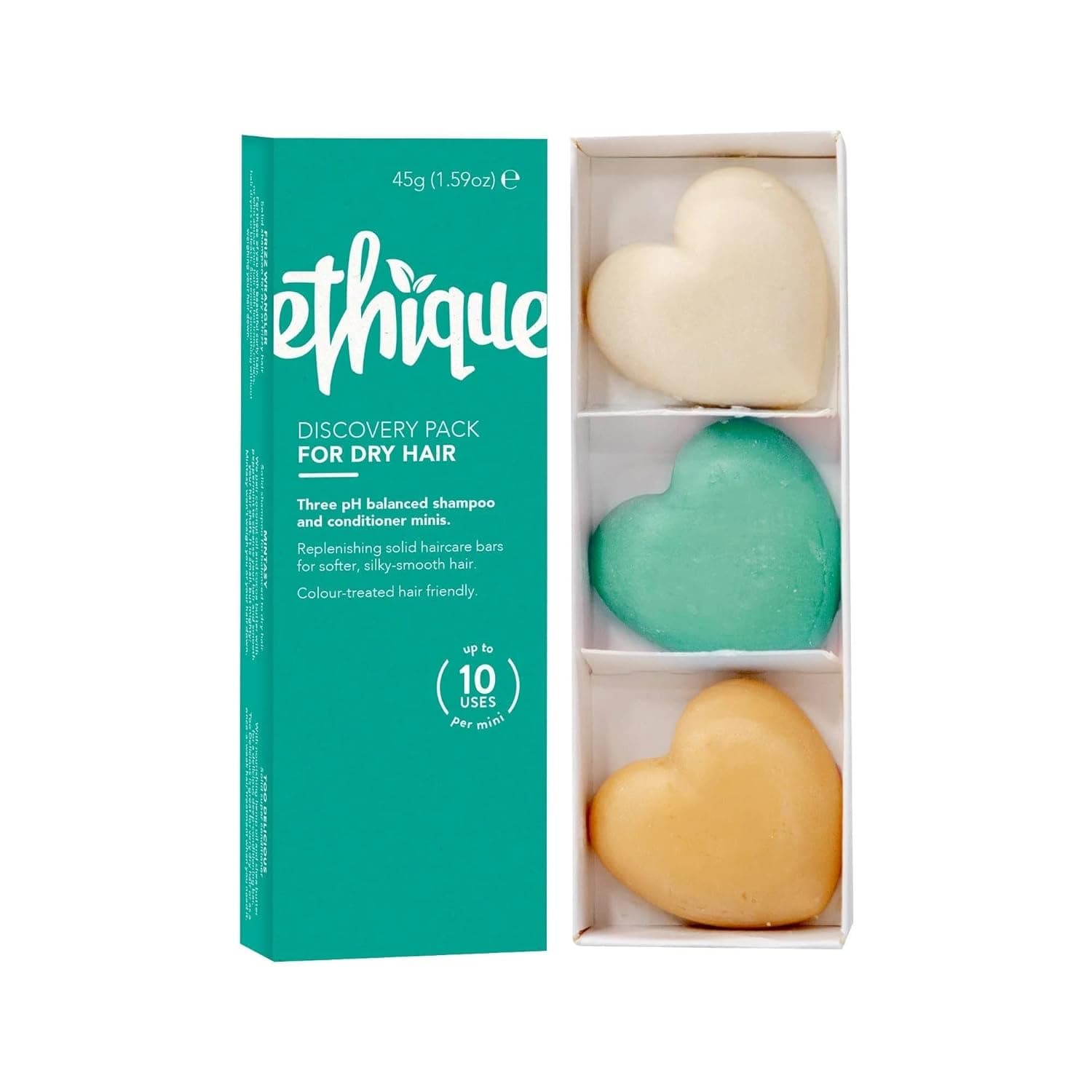 Ethique Discovery Pack for Dry Hair - Shampoo & Conditioner - Plastic-Free, Vegan, Cruelty-Free, Eco-Friendly, 3 Travel Bars, 1.59 oz (Pack of 1)