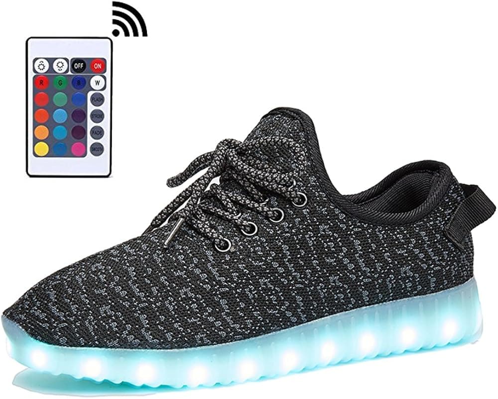 LeoVera Remote Light Up Shoes USB Charging LED Shoes Flashing Sneakers LVHYZ18-Black01-41