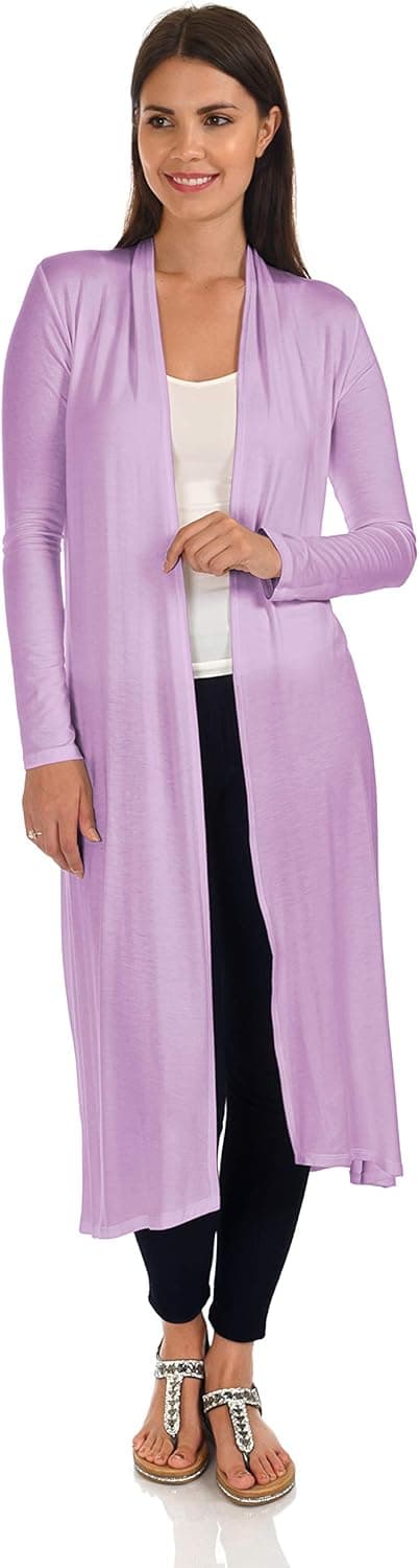 DFF Shop Women's Long Sleeve Full-Length Duster Open Cardigan (Size: S- 5X)