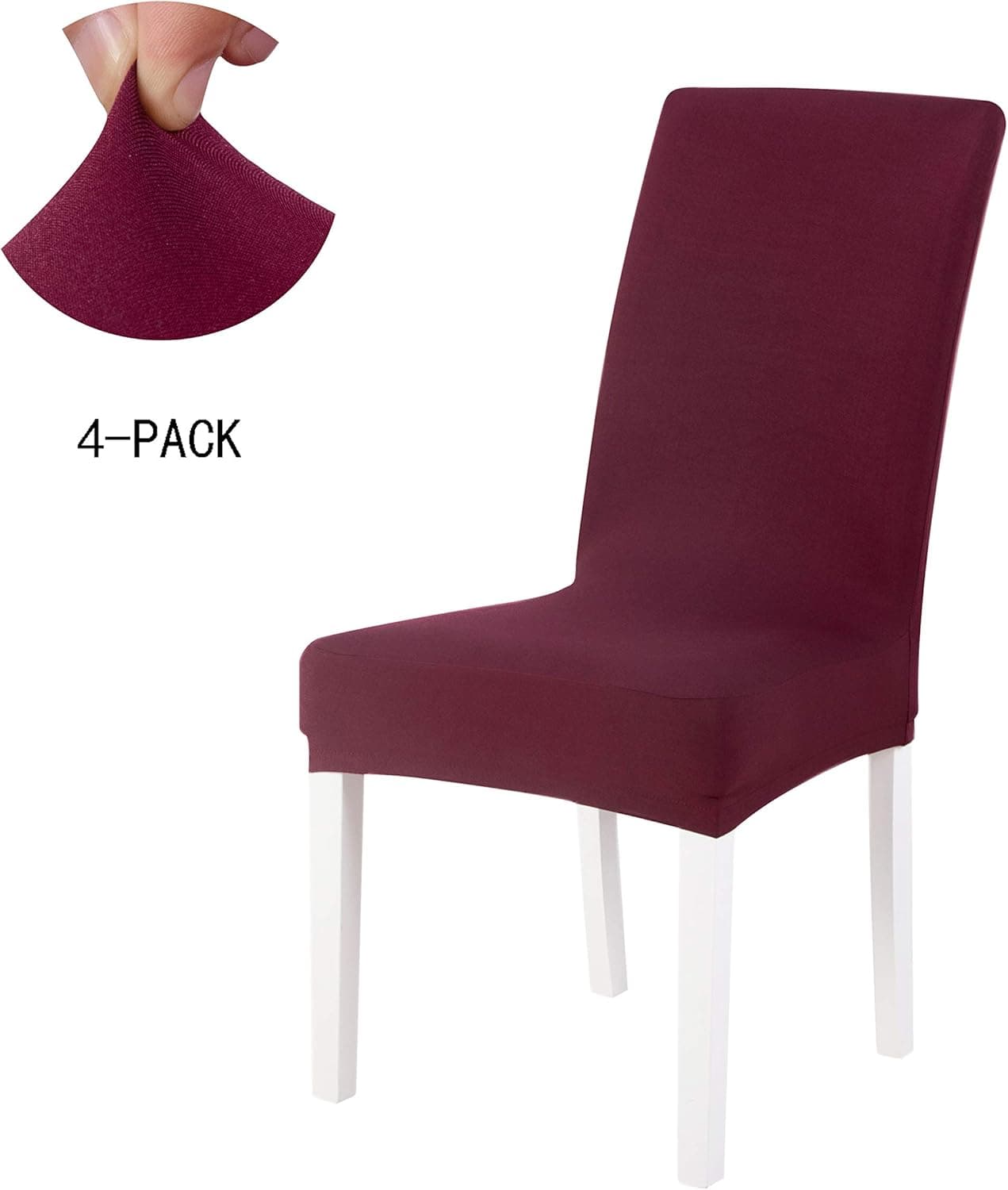 Arcpic Burgundy Stretch Dining Chair Covers - Removable Washable Short Chair Seat Slipcovers Protector for Dining Room Living Room Kitchen Ceremony Banquet Wedding Hotel and Party, Set of 4