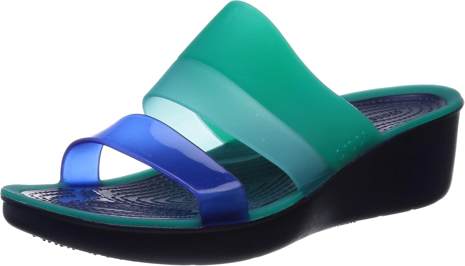 crocs Women's Colorblock W Wedge Sandal, Tropical Teal/Nautical Navy, 9 B(M) US