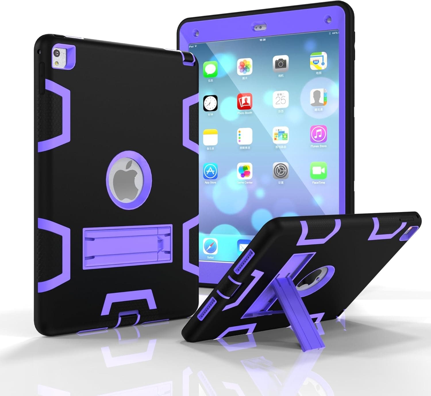 Beimu For iPad Pro 9.7" Case, iPad Air 2/iPad 6 Case,3in1 Full-body Heavy Duty Armor Defender Shock-Absorption / High Impact Resistant PC+Silicone with Built-in Kickstand for iPad Pro/iPad Air 2