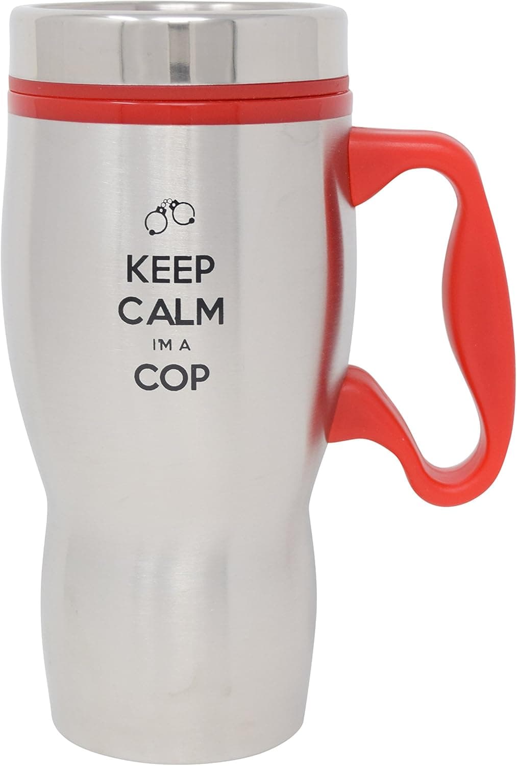 Suck Up Gifts Keep Calm I'm a Cop Stainless Steel 16 Oz Travel Tumbler Mug (Red)