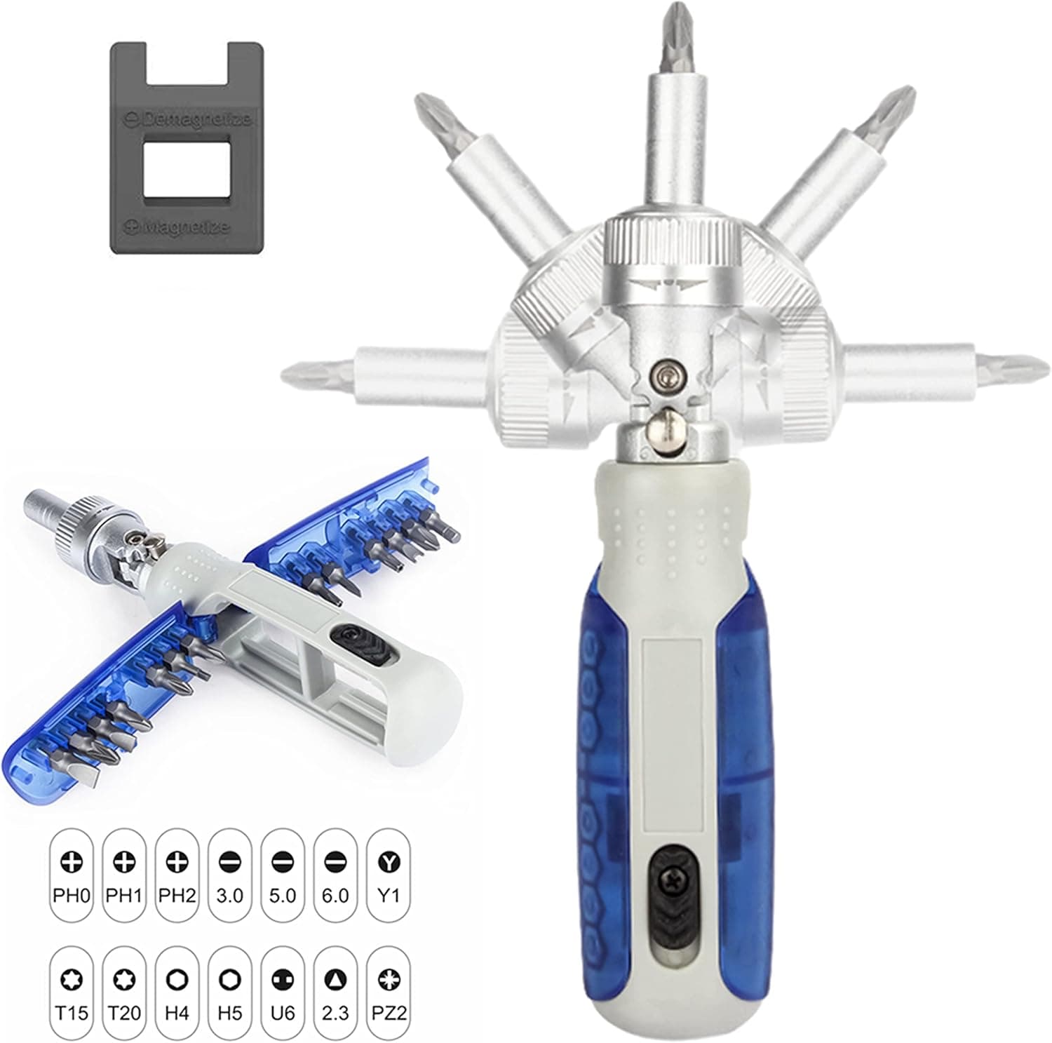 LIUZEYUAN Ratchet Screwdriver Set 14 in 1 Ratchet and Adjustable Rotary Angle Screwdriver Set, Multifunctional Magnetic Screwdriver Professional Screwdriver Repair Tool Set for DIY, Home, Repair Work