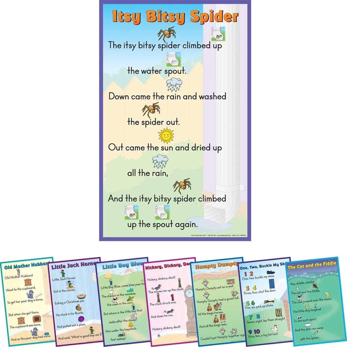 Really Good Stuff Picture Clue Nursery Rhymes Poster Set