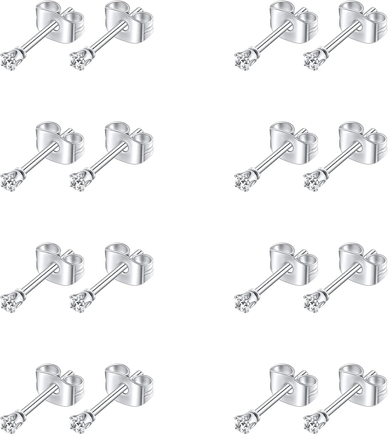Stud Earrings for Women Stainless Steel Small Cubic Zirconia Stud Earrings Set for Women