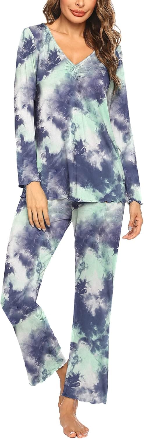 Ekouaer Women's Pajama Sets Comfy Sleepwear Pjs Long Sleeve Tops and Pants Lightweight Loungewear Set