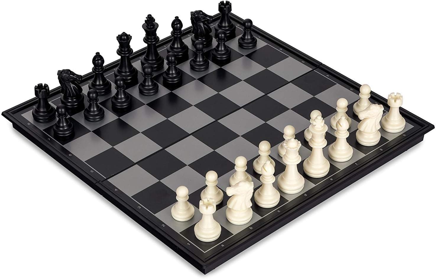 Magnetic Chess Sets - Magnetic International Chess Sets Travel Game Sets Portable Folding Board with Plastic Filled Chess Pieces Educational Learning Toys for Adults and Kids (12", black & white)