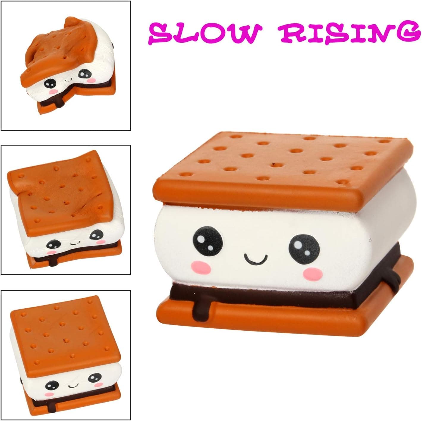 TEEGOMO Chocolate Smores Biscuit Food Kawaii Slow Rising Scented Squishy Toy Stress Relief for Kids and Adults.