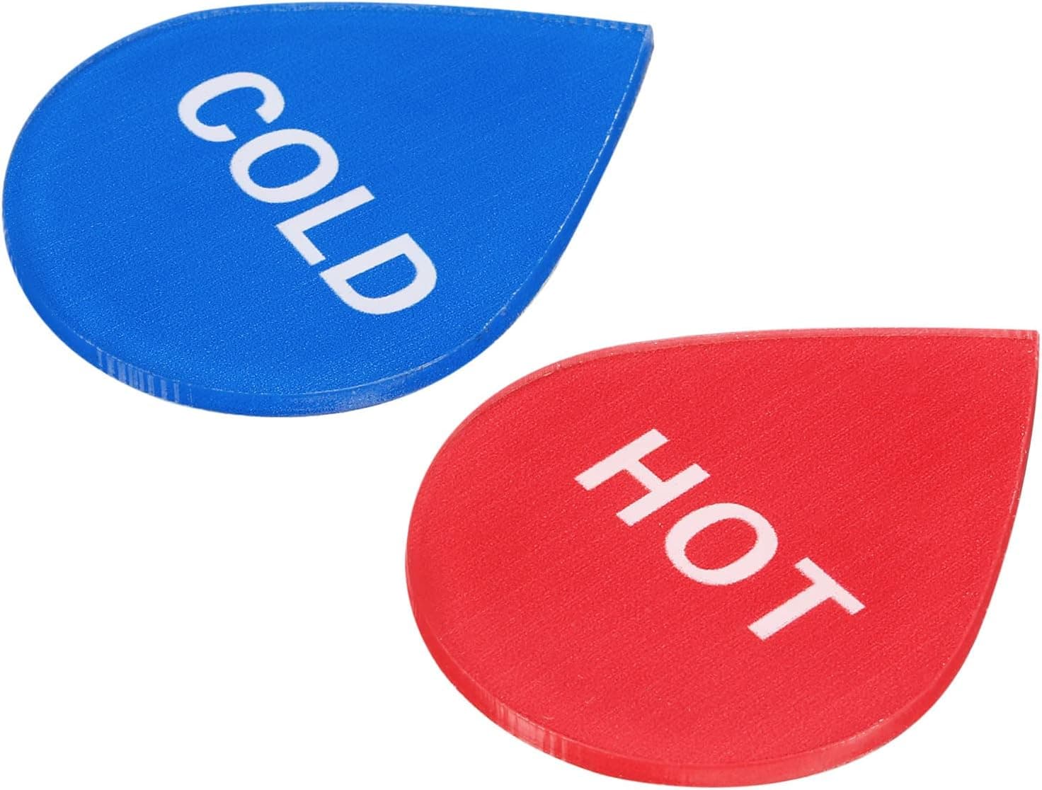PATIKIL Self Stick Hot/Cold Water Label, 5 Pairs/10 Pack Acrylic Drop Shape Sticker Signs for Faucets Sinks, Red/White, Blue/White
