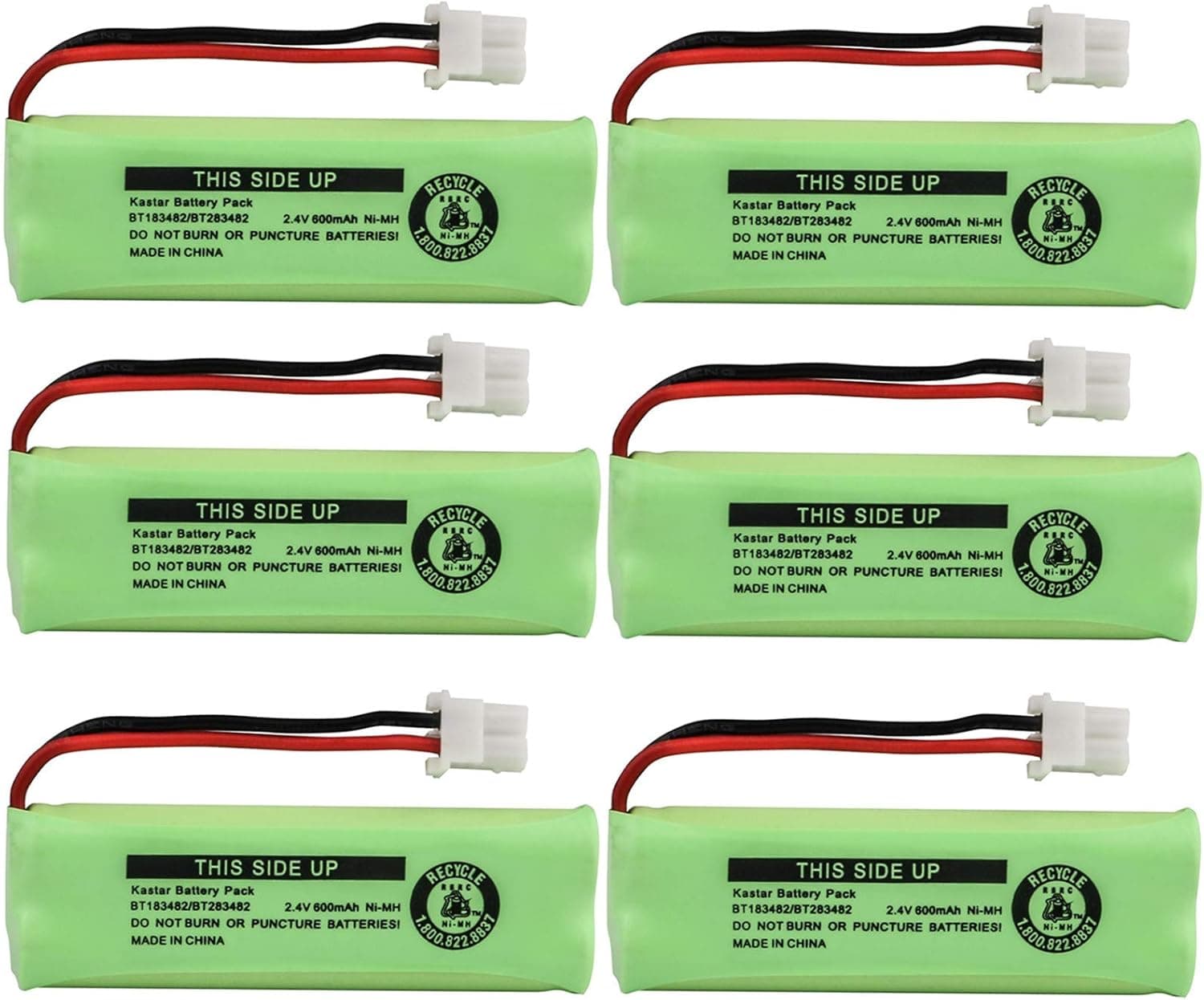 Kastar 6Pack BT183482 / BT283482 Cordless Phone Battery Ni-MH 2.4V 600 mAh Replacement for Vtech LS6475-3 Vtech DS6401 DS6421 DS6422 DS6472 LS6405 LS6425 LS6426 LS6476 Vtech 89-1348-01-00 DECT Handset