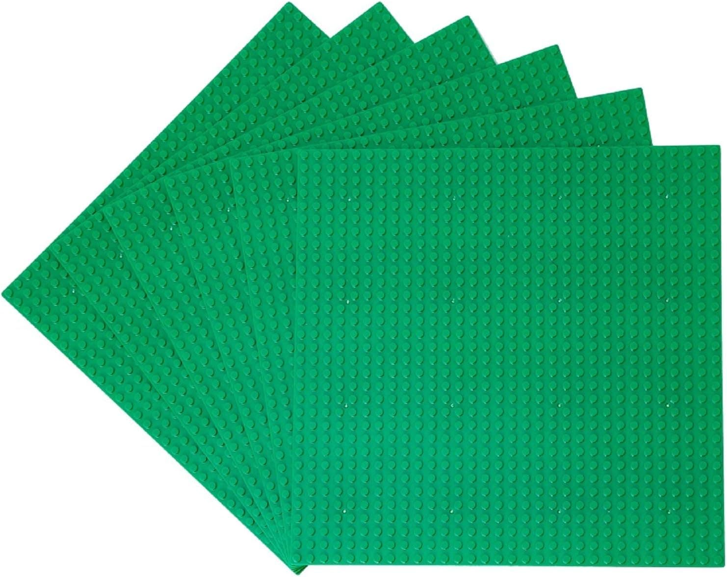 Classic Baseplates Building Base Plates for Building Bricks 100% Compatible with Major Brands-Baseplates 10" x 10", 6 Pack Green