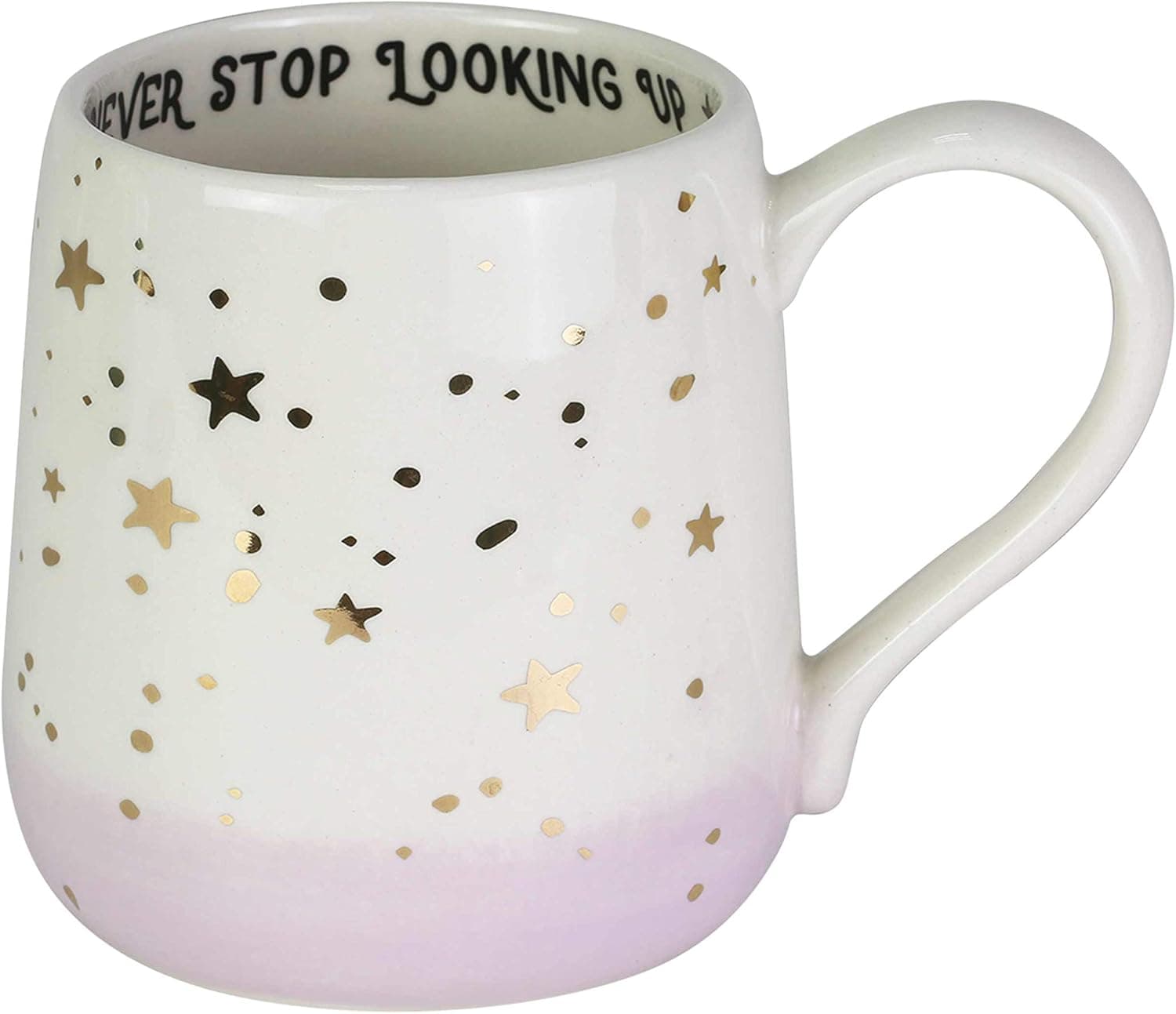 Enesco Our Name is Mud Gold Stars Never Stop Looking Up Coffee Mug, 1 Count (Pack of 1), Multicolor