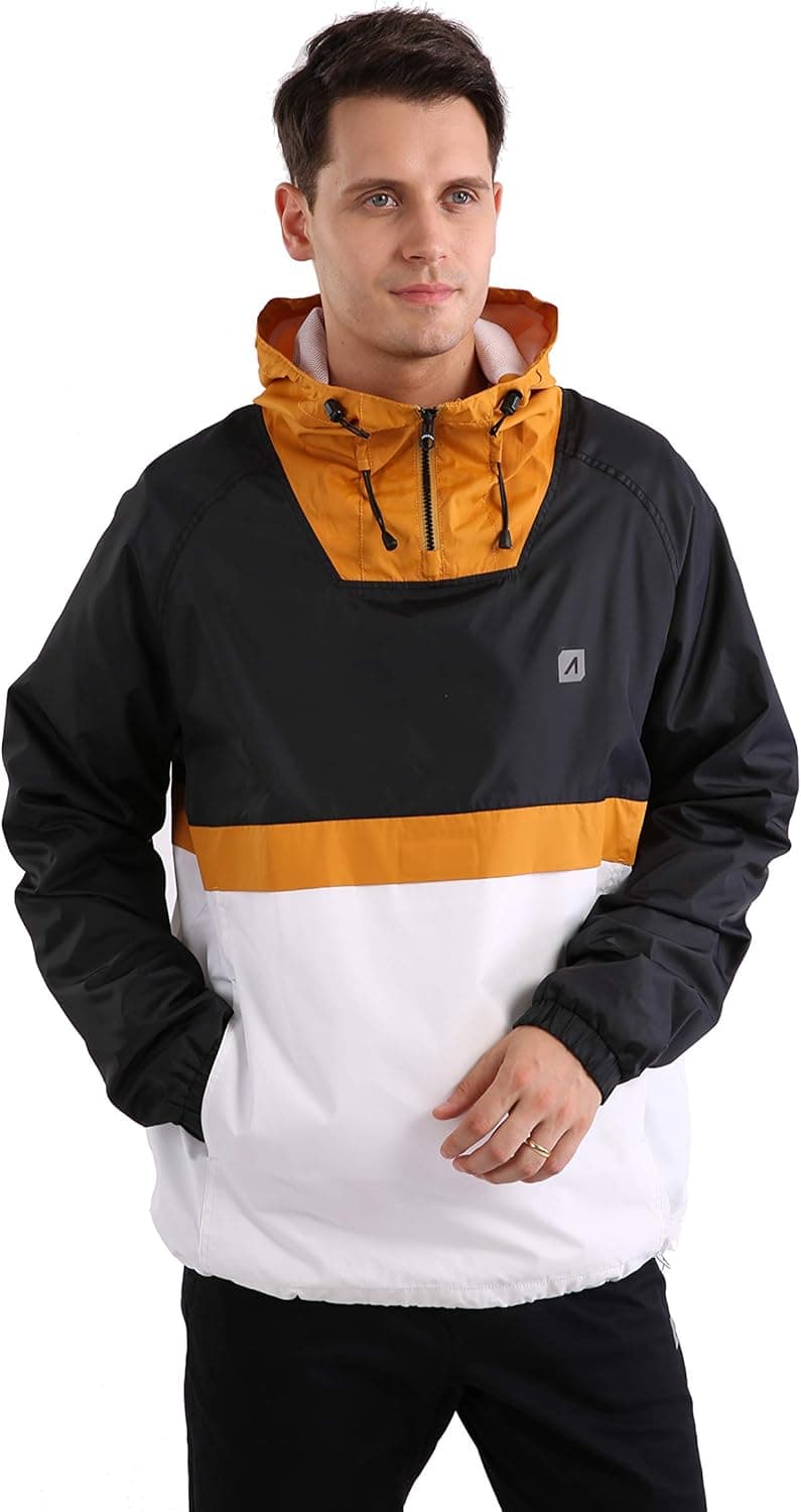 ARECON Men’s Waterproof Windproof Jacket Breathable Windbreakers Versatile Pullover Lightweight Outdoor Sport Running Jacket