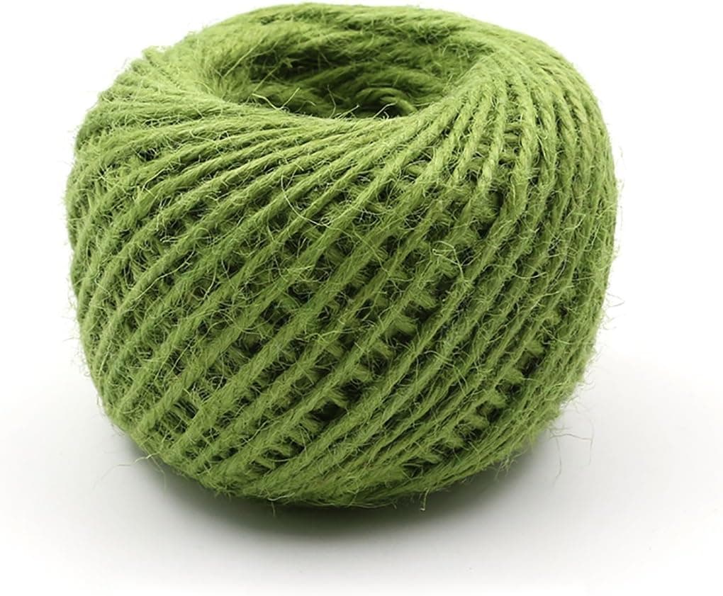 54Yards/Roll 2mm Green Jute Rope Hemp Twine Strong Cord Thick Rope String for Christmas Gift Wrapping, Wedding DIY Craft Home Garden Deco（Army Green）